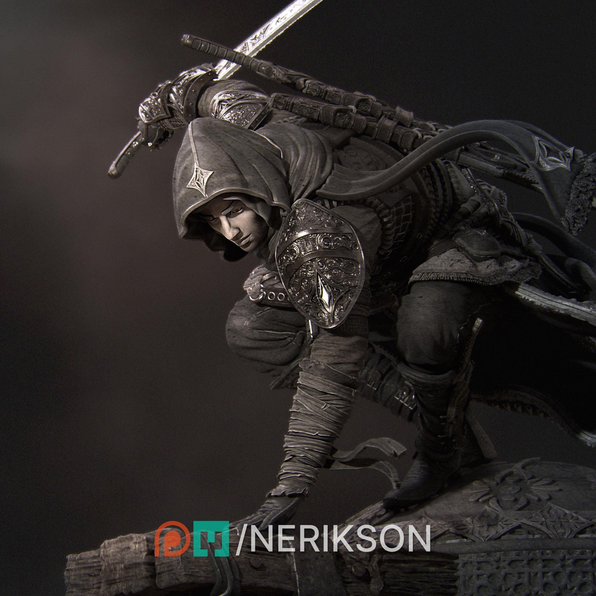 Nasir the Unseen Blade | DnD Grimdark Thief Assassin Hunter Collectible Miniature | 32mm / 75mm | by Nerikson