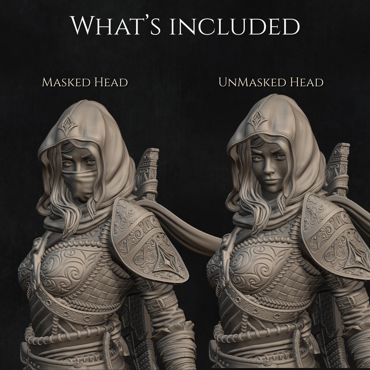 Artemisia the Unseen Blade | DnD Grimdark Thief Assassin Hunter Collectible Miniature | 32mm / 75mm | by Nerikson