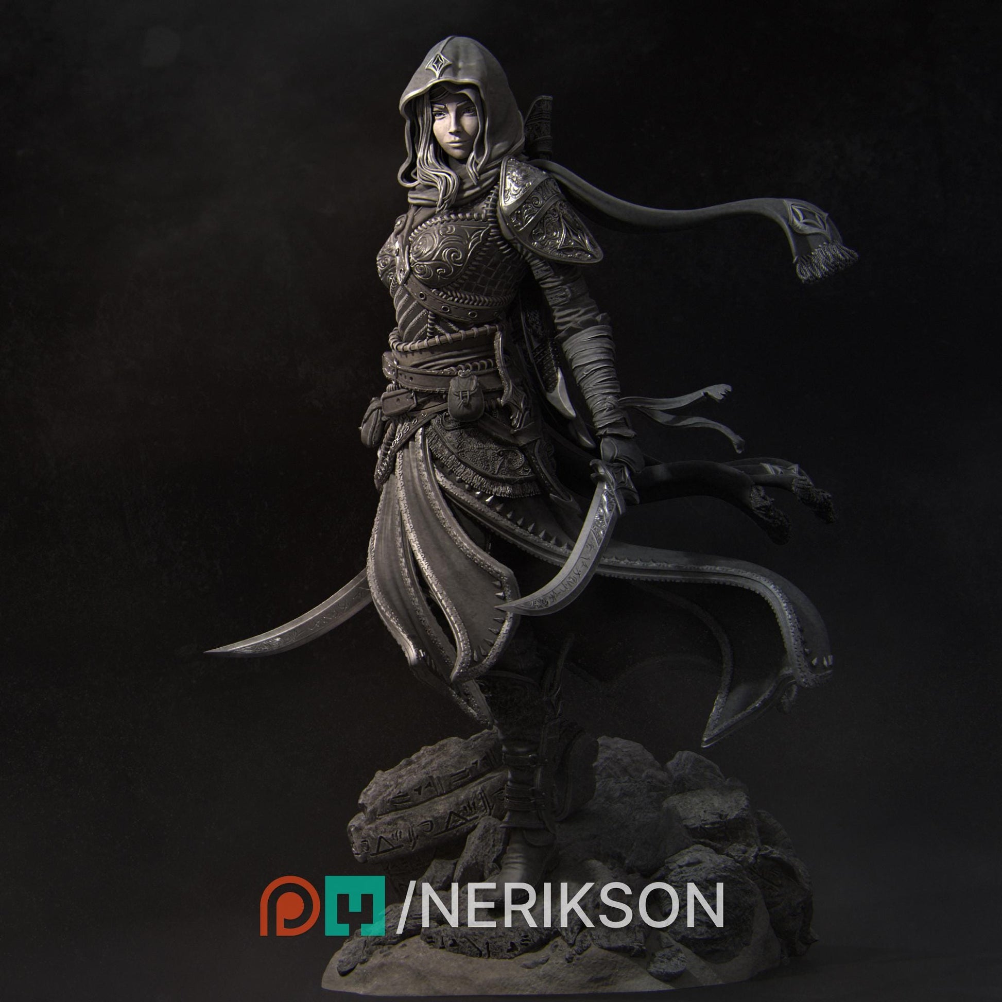 Artemisia the Unseen Blade | DnD Grimdark Thief Assassin Hunter Collectible Miniature | 32mm / 75mm | by Nerikson