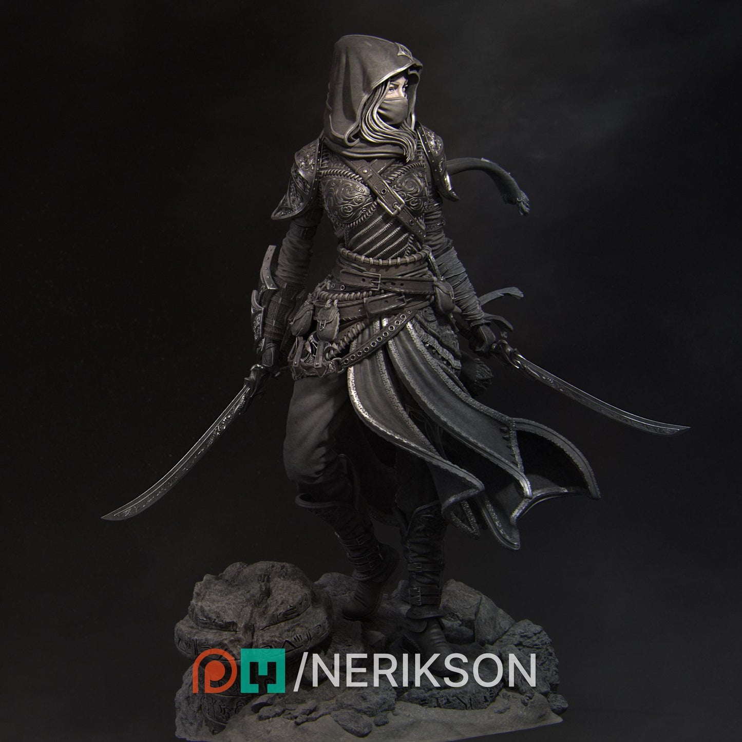Artemisia the Unseen Blade | DnD Grimdark Thief Assassin Hunter Collectible Miniature | 32mm / 75mm | by Nerikson