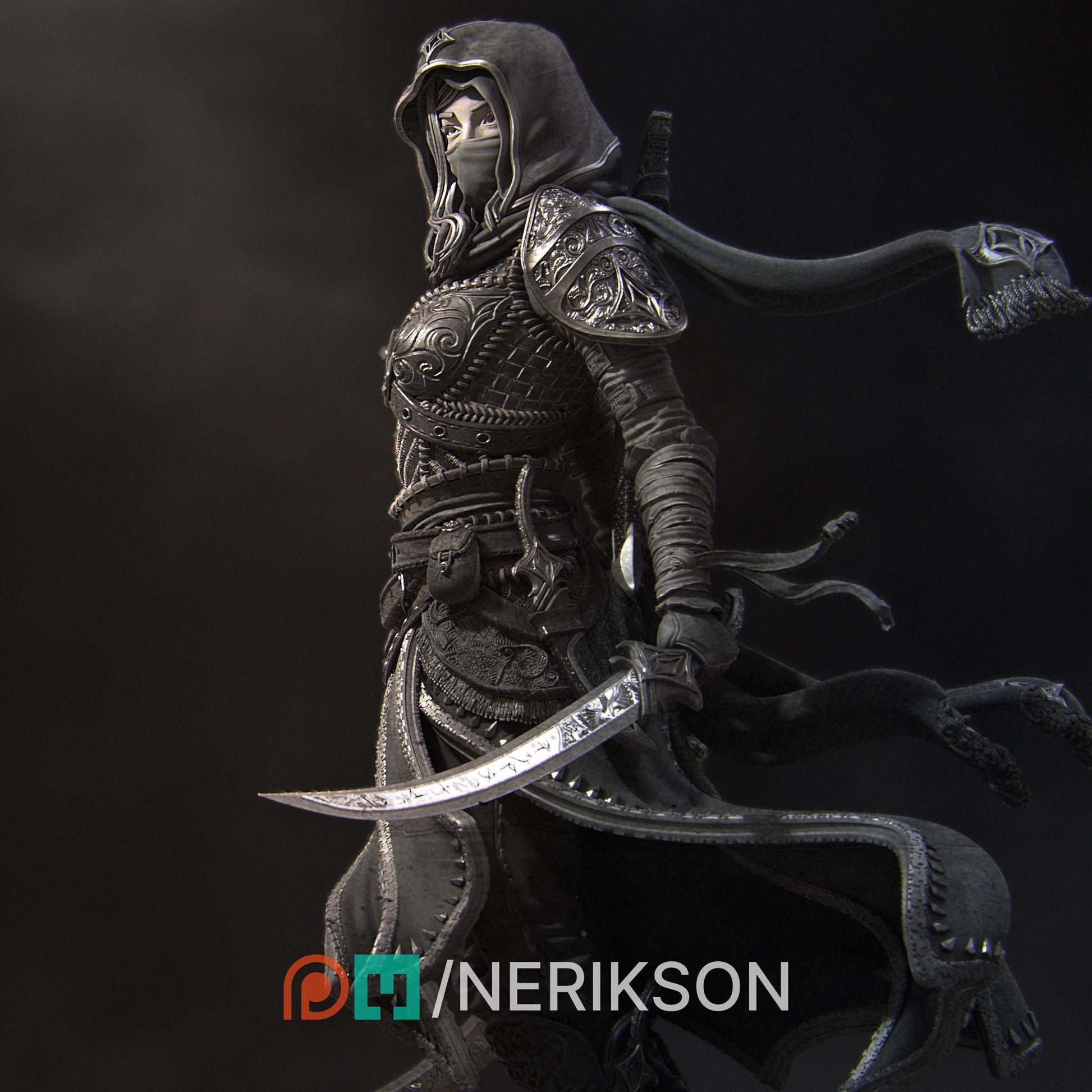 Artemisia the Unseen Blade | DnD Grimdark Thief Assassin Hunter Collectible Miniature | 32mm / 75mm | by Nerikson