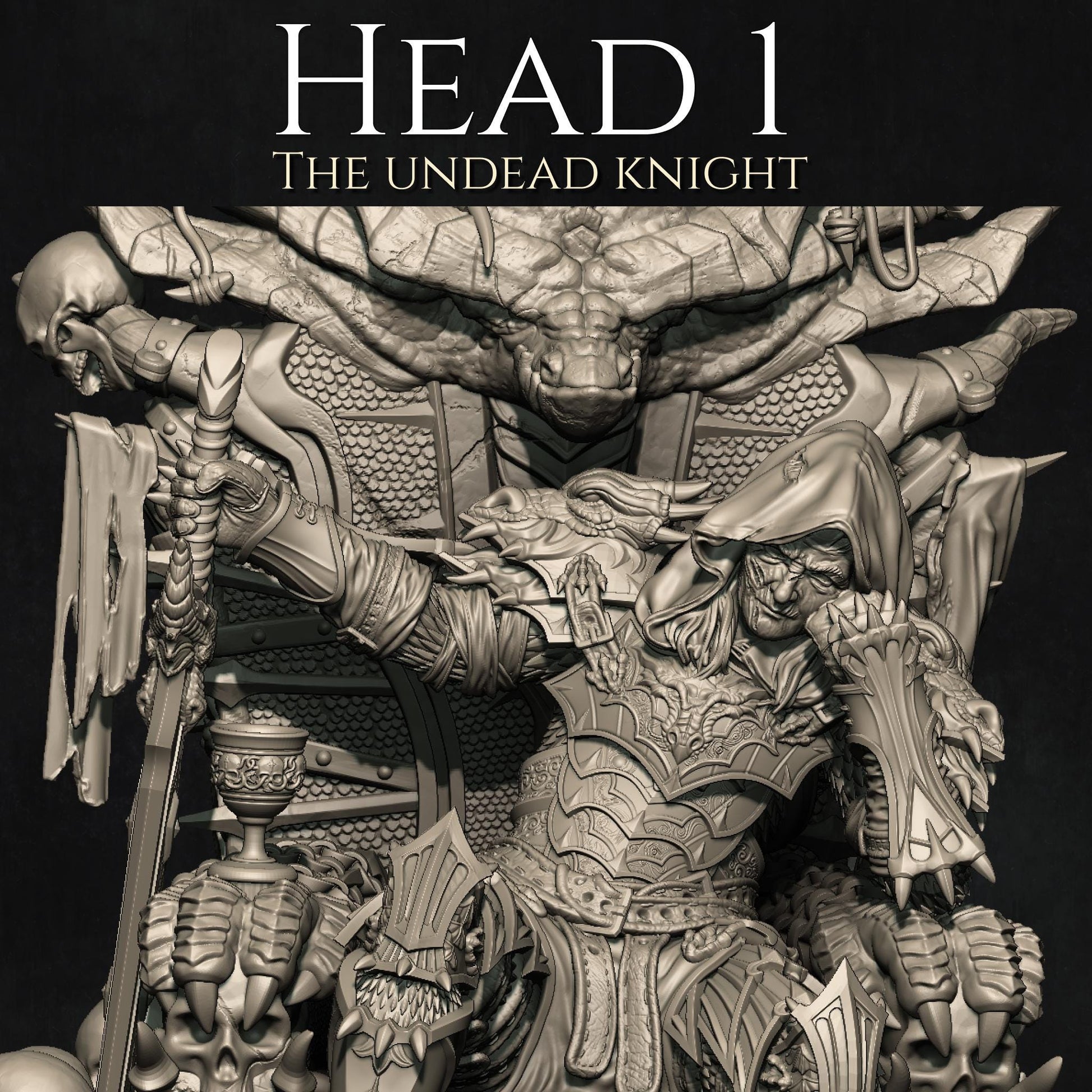 Reving the Dragon Knight Diorama | DnD Undead Knight Collectible Miniature Statue | 75mm / 140mm | by Nerikson