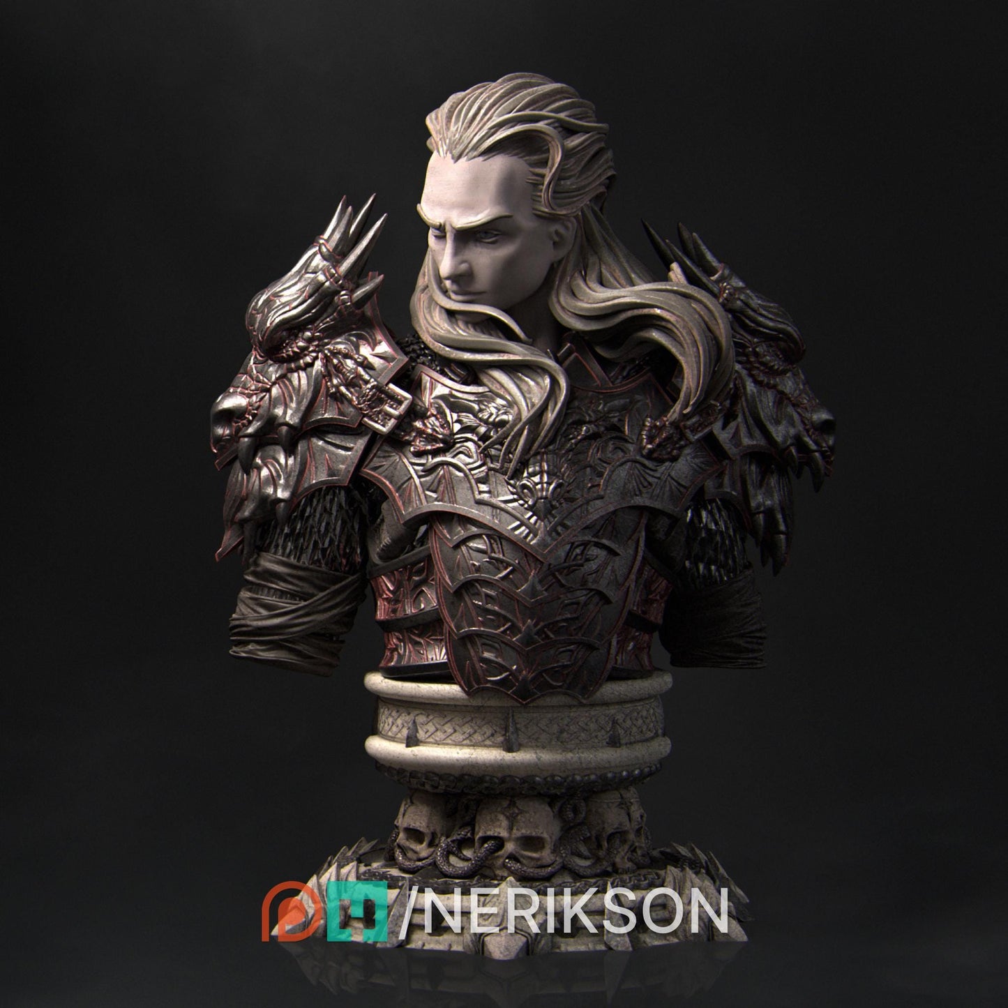 Reving the Dragon Knight Bust | Collectible Fantasy Bust Statue Miniature | by Nerikson