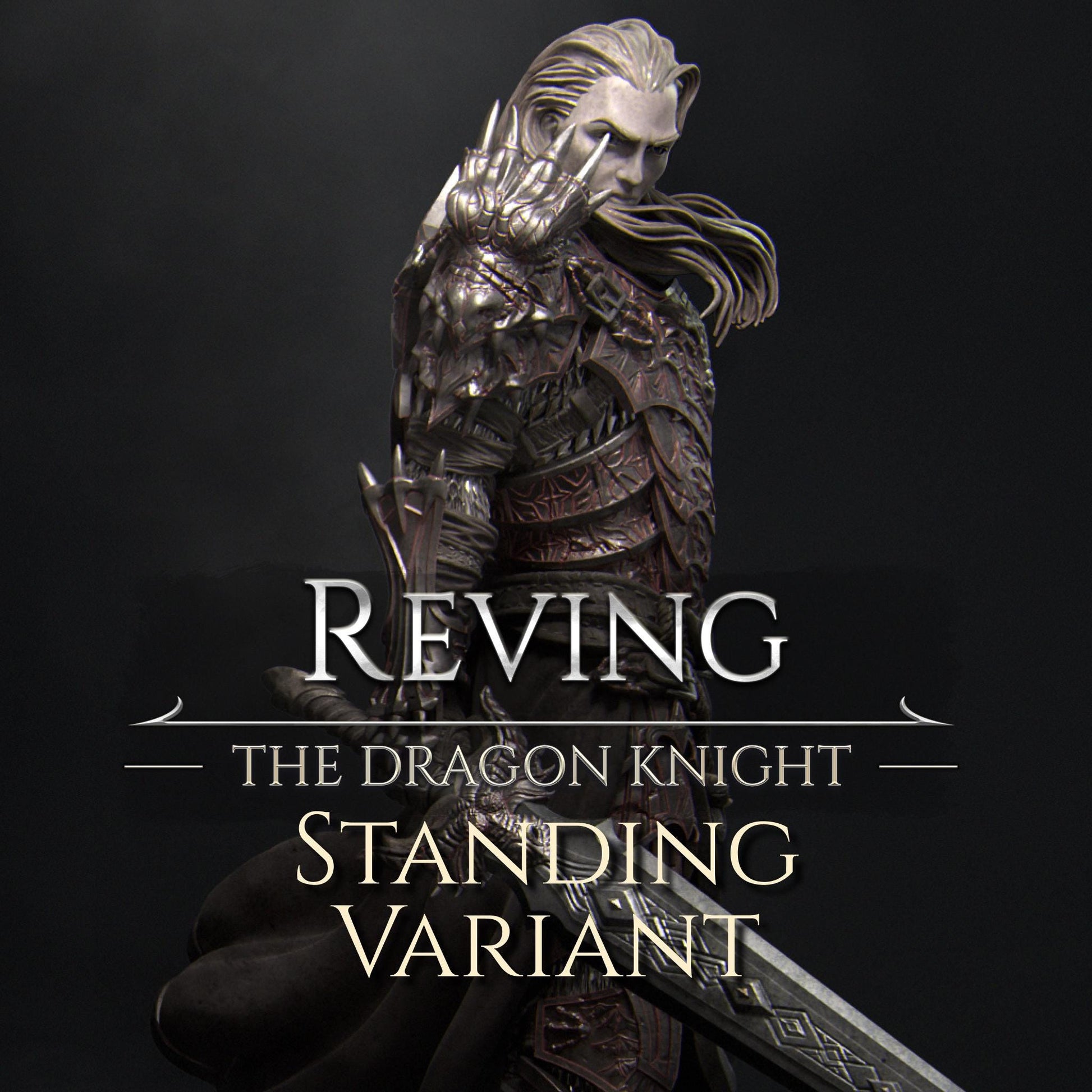 Reving the Dragon Knight | DnD Paladin Knight Collectible Miniature Statue | 75mm / 140mm | by Nerikson