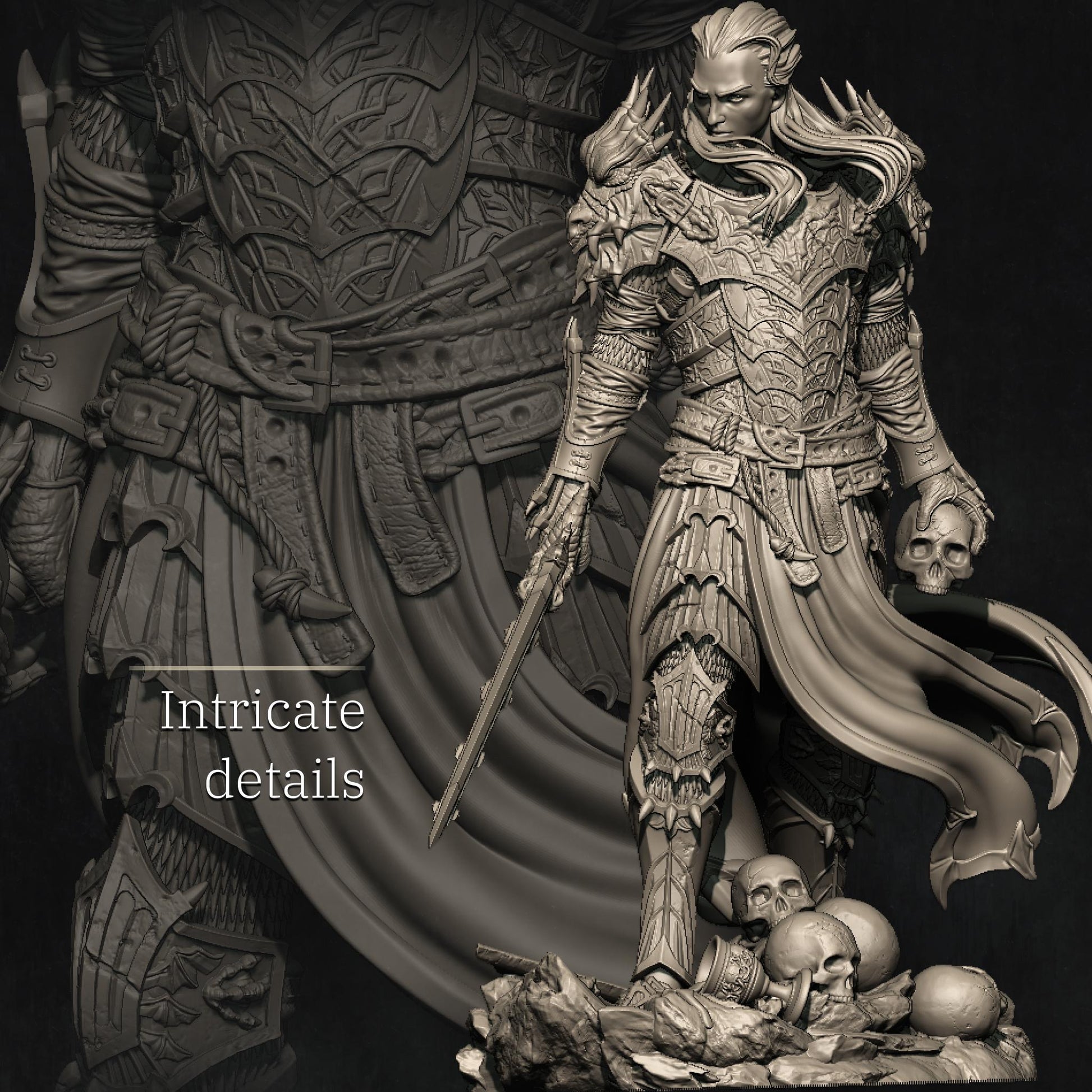 Reving the Dragon Knight | DnD Paladin Knight Collectible Miniature Statue | 75mm / 140mm | by Nerikson