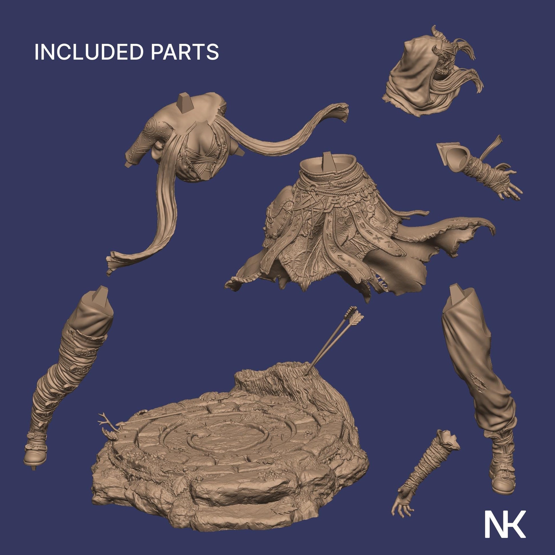 Rowena the Wild Sorceress | DnD Female Witch Wizard Collectible Miniature Statue | 75mm / 140mm | by Nerikson