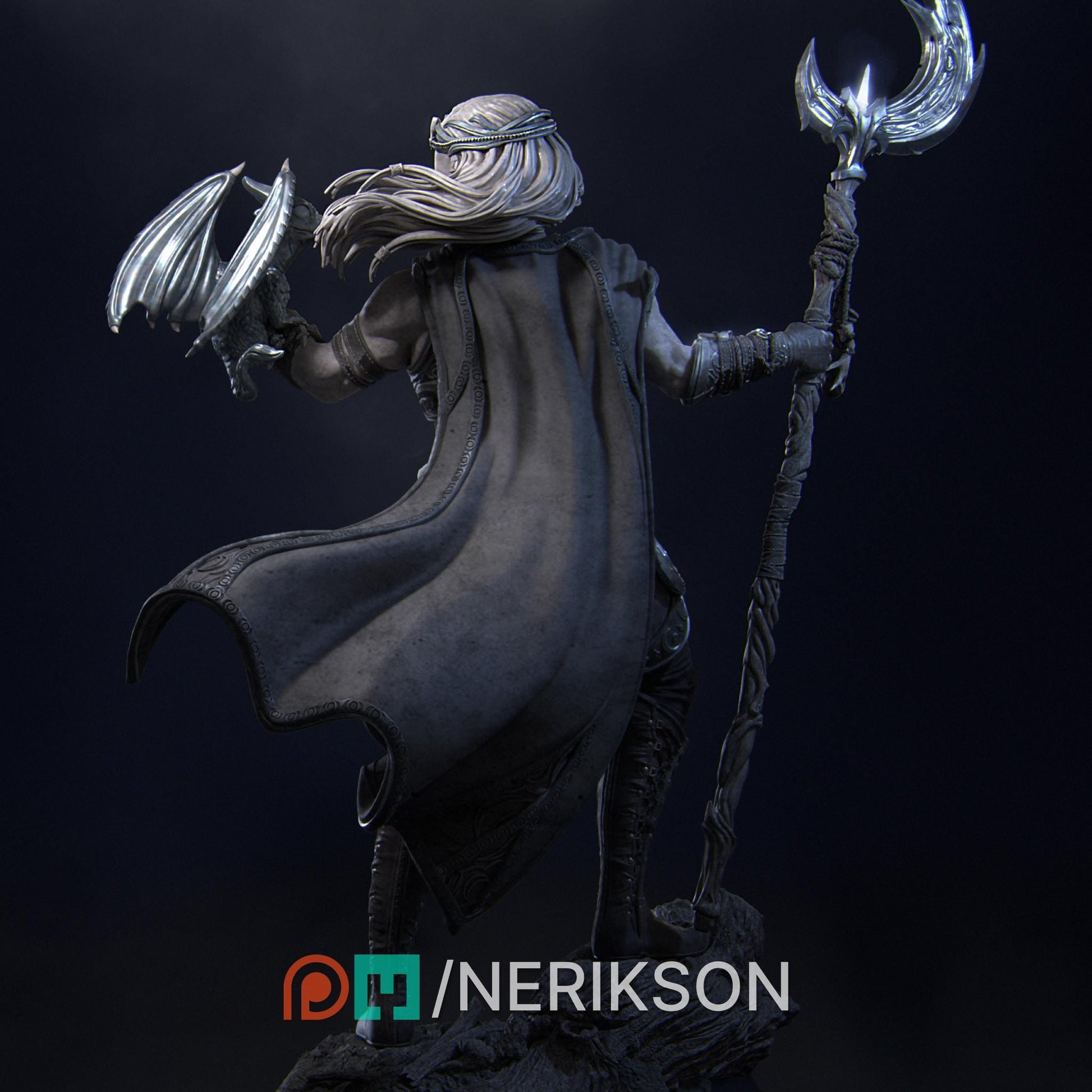 Orion Druid of the Moon | DnD Wizard Collectible Miniature Statue | 75mm / 140mm | by Nerikson