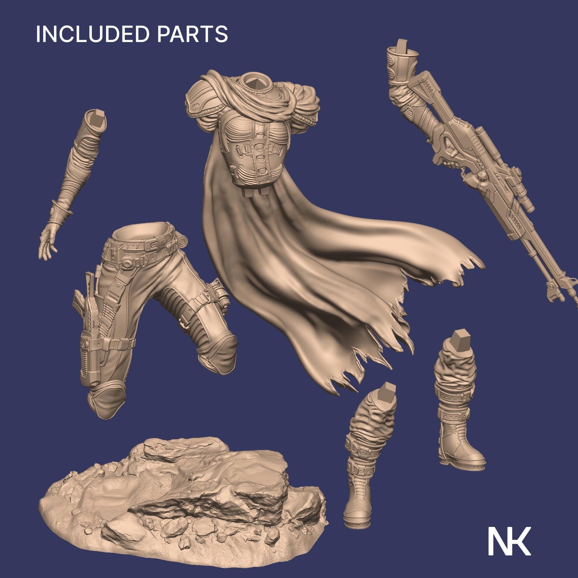 Alyara, The Traveler | Sci-fi Space Ranger Mercenary Collectible Miniature | 32mm / 75mm | by Nerikson