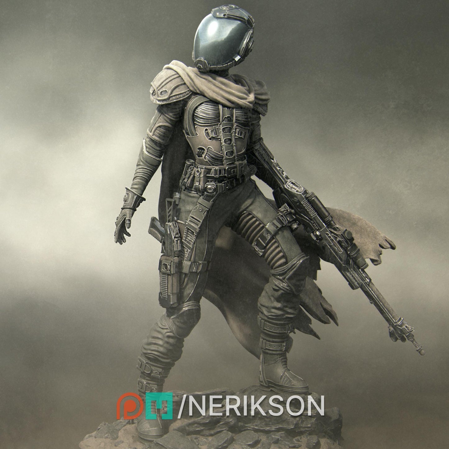 Alyara, The Traveler | Sci-fi Space Ranger Mercenary Collectible Miniature | 32mm / 75mm | by Nerikson