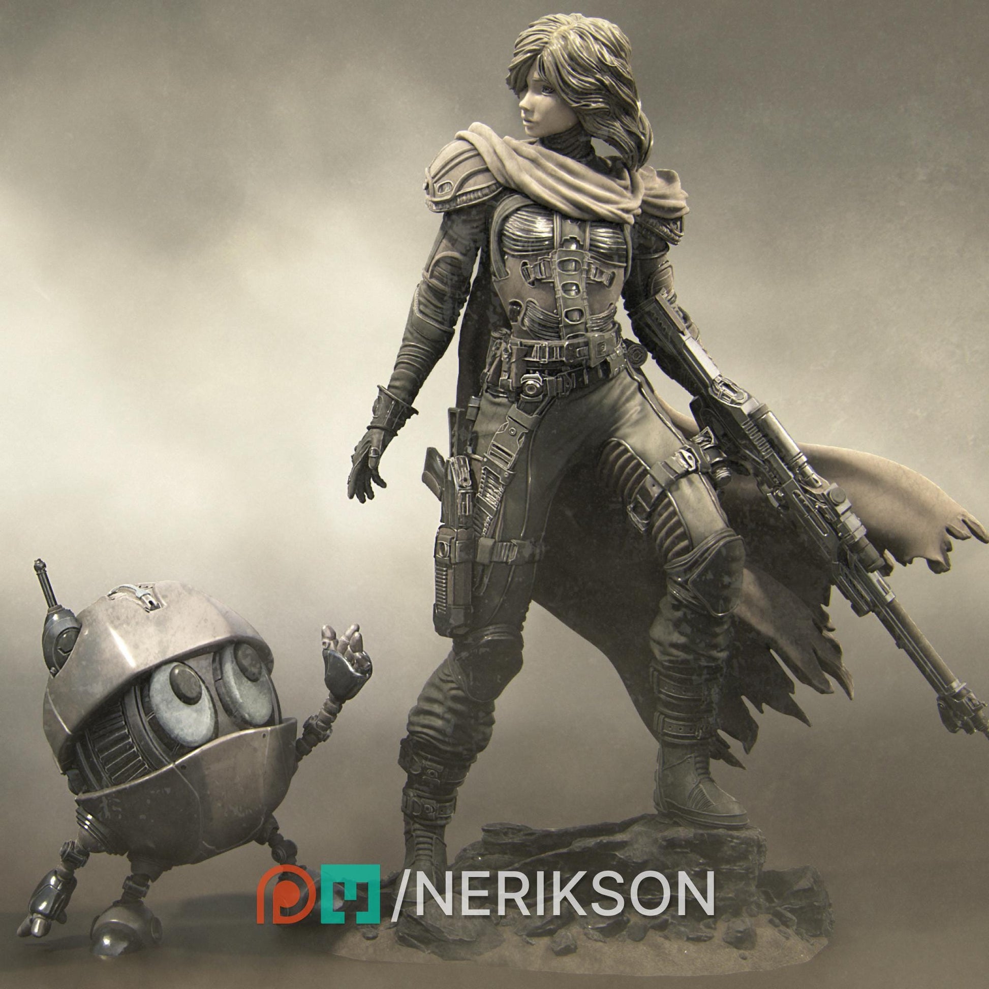 Alyara, The Traveler | Sci-fi Space Ranger Mercenary Collectible Miniature | 32mm / 75mm | by Nerikson