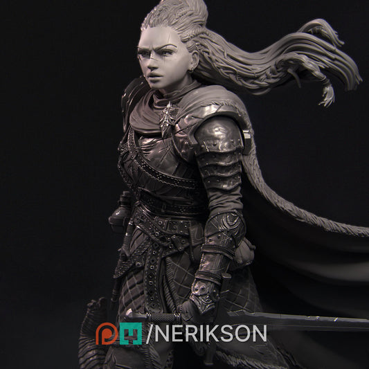 Kalia the Monster Hunter | DnD Female warrior Fighter Collectible Miniature Statue | 75mm / 140mm | by Nerikson