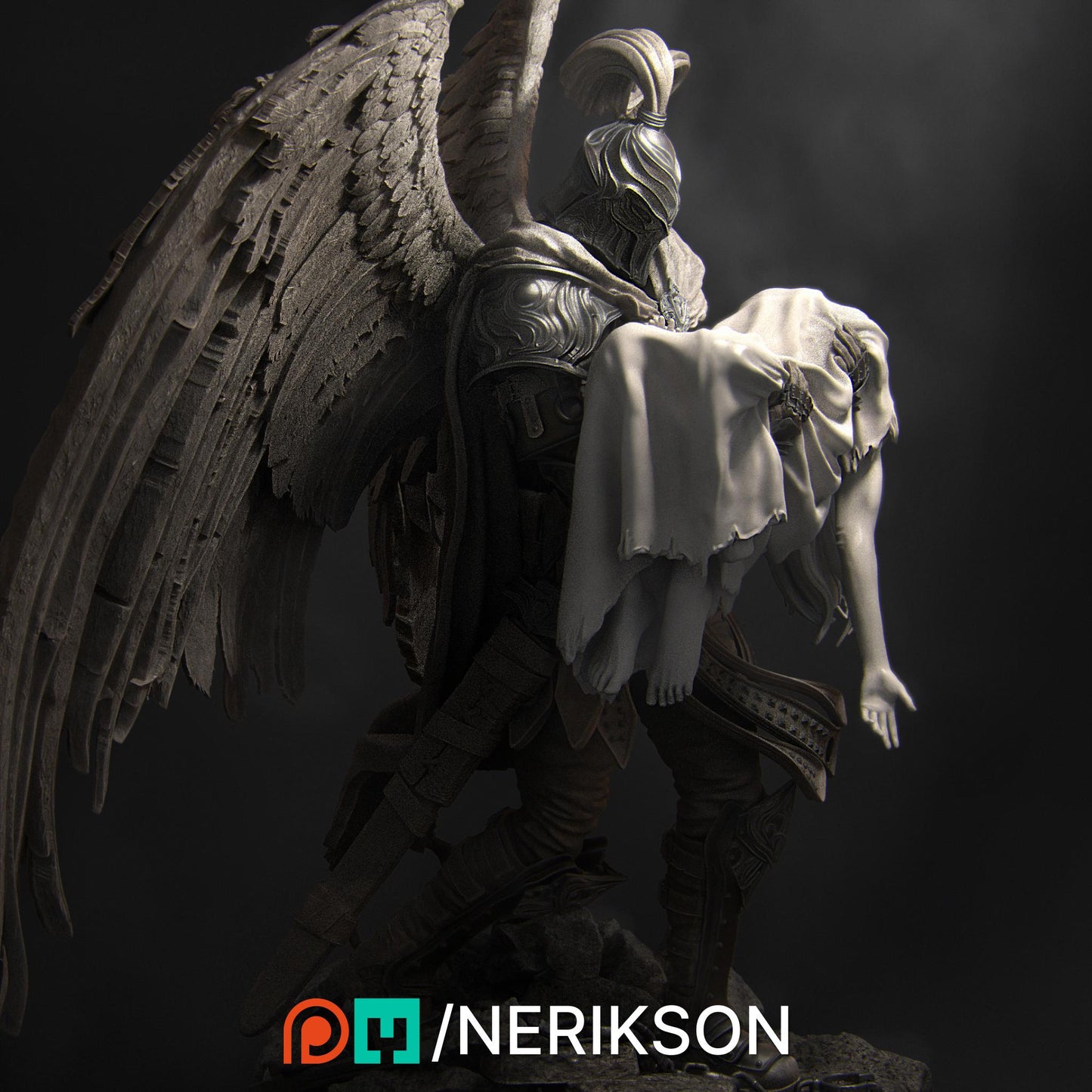 Ishm the Fallen | Angel Fighter Collectible Miniature Statue | 75mm / 140mm | by Nerikson