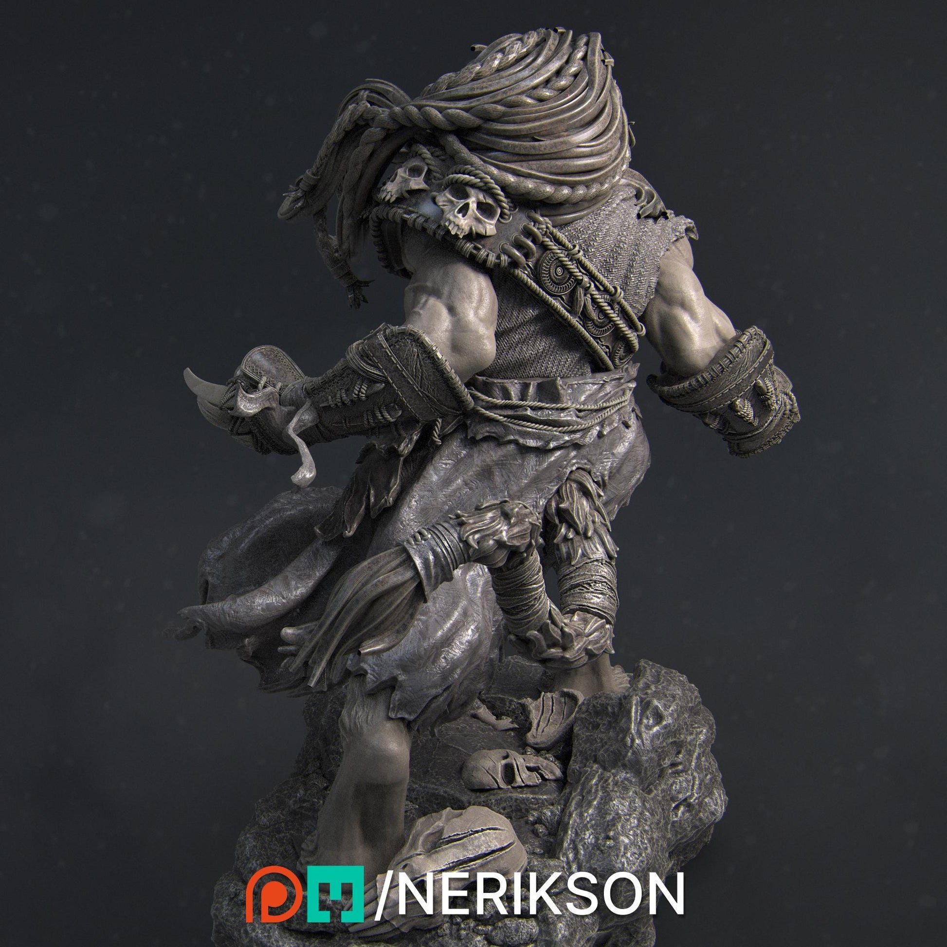 Azat, Way of the Long Dead Monk | DnD Tabaxi Fighter Collectible Miniature Statue | 75mm / 140mm | by Nerikson
