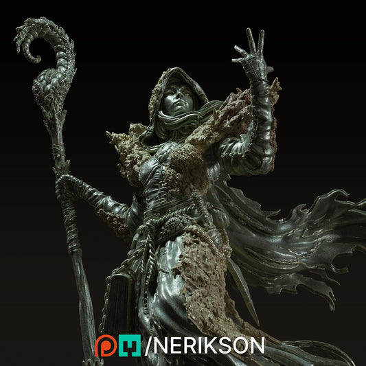 Yelhana, Fathomless Warlock | DnD Female Sorcerer Wizard Collectible Miniature Statue | 75mm / 140mm | by Nerikson