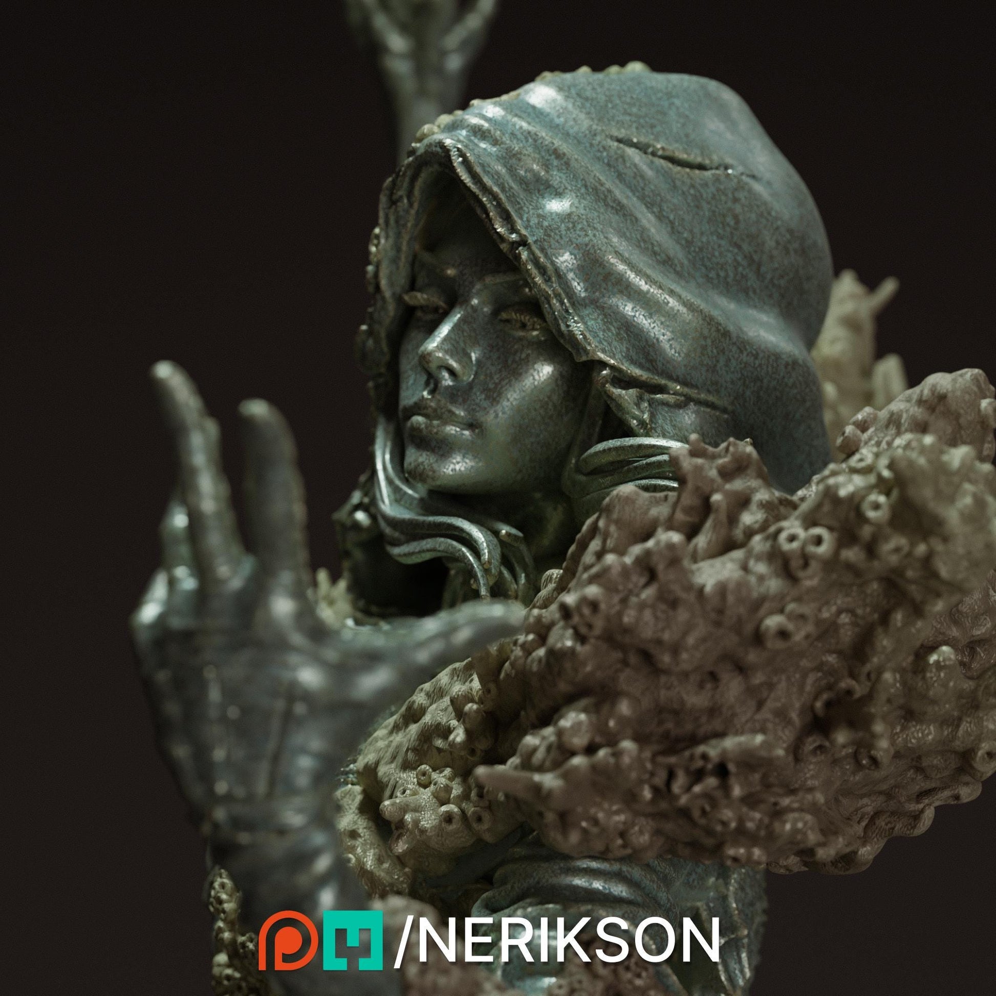 Yelhana, Fathomless Warlock | DnD Female Sorcerer Wizard Collectible Miniature Statue | 75mm / 140mm | by Nerikson