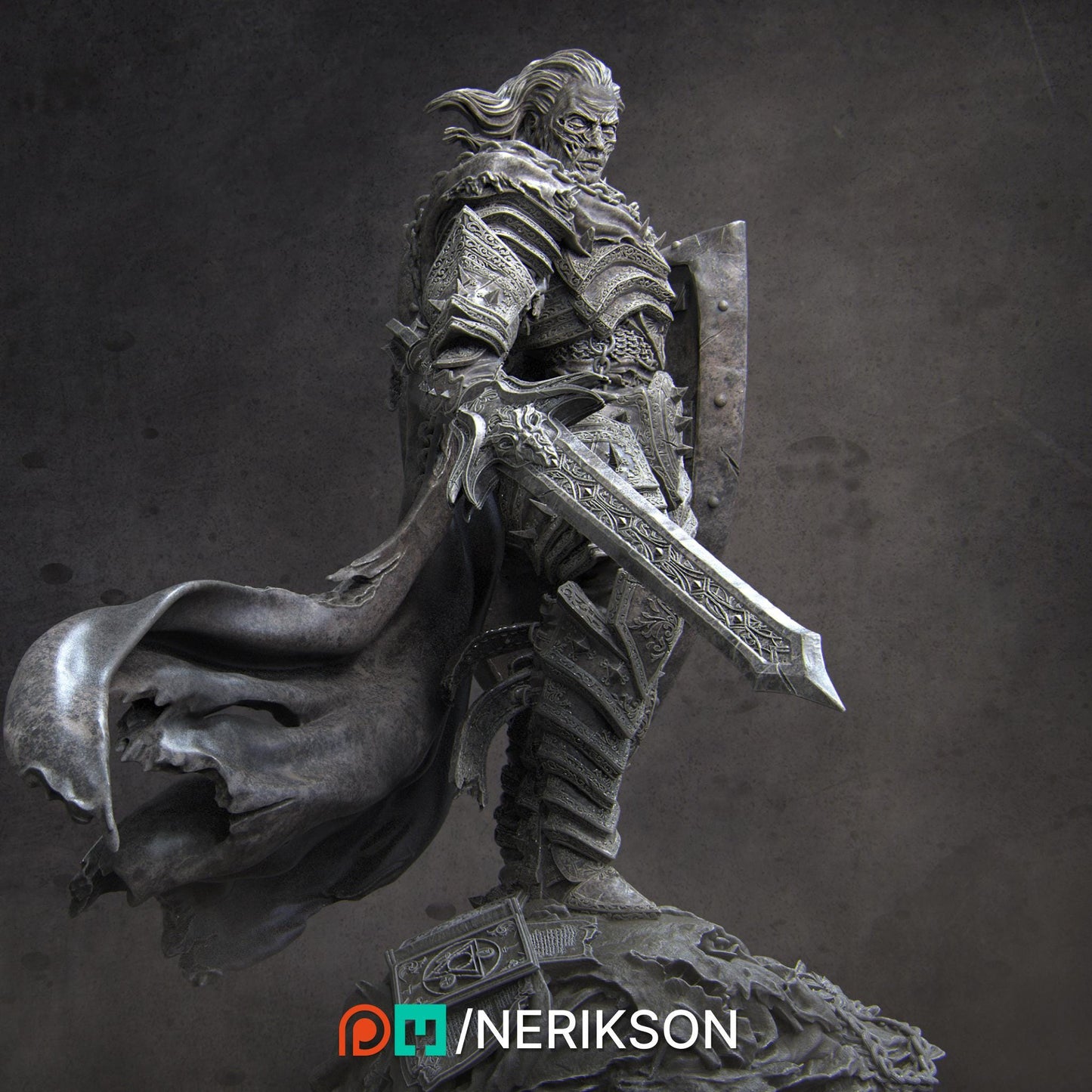 Vaeter, the Branded Warrior | Undead Knight Collectible Miniature Statue | 75mm / 140mm | by Nerikson
