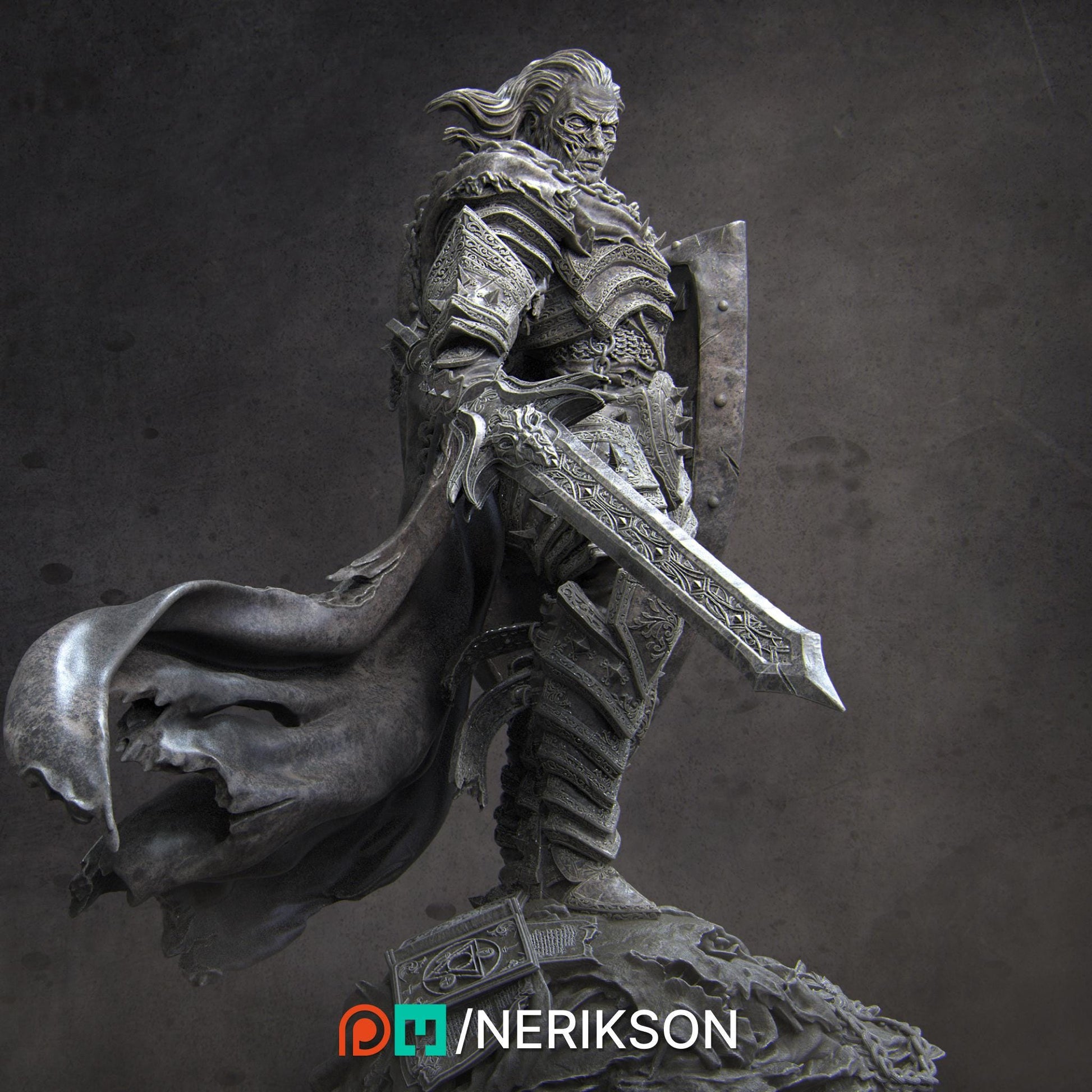 Vaeter, the Branded Warrior | Undead Knight Collectible Miniature Statue | 75mm / 140mm | by Nerikson