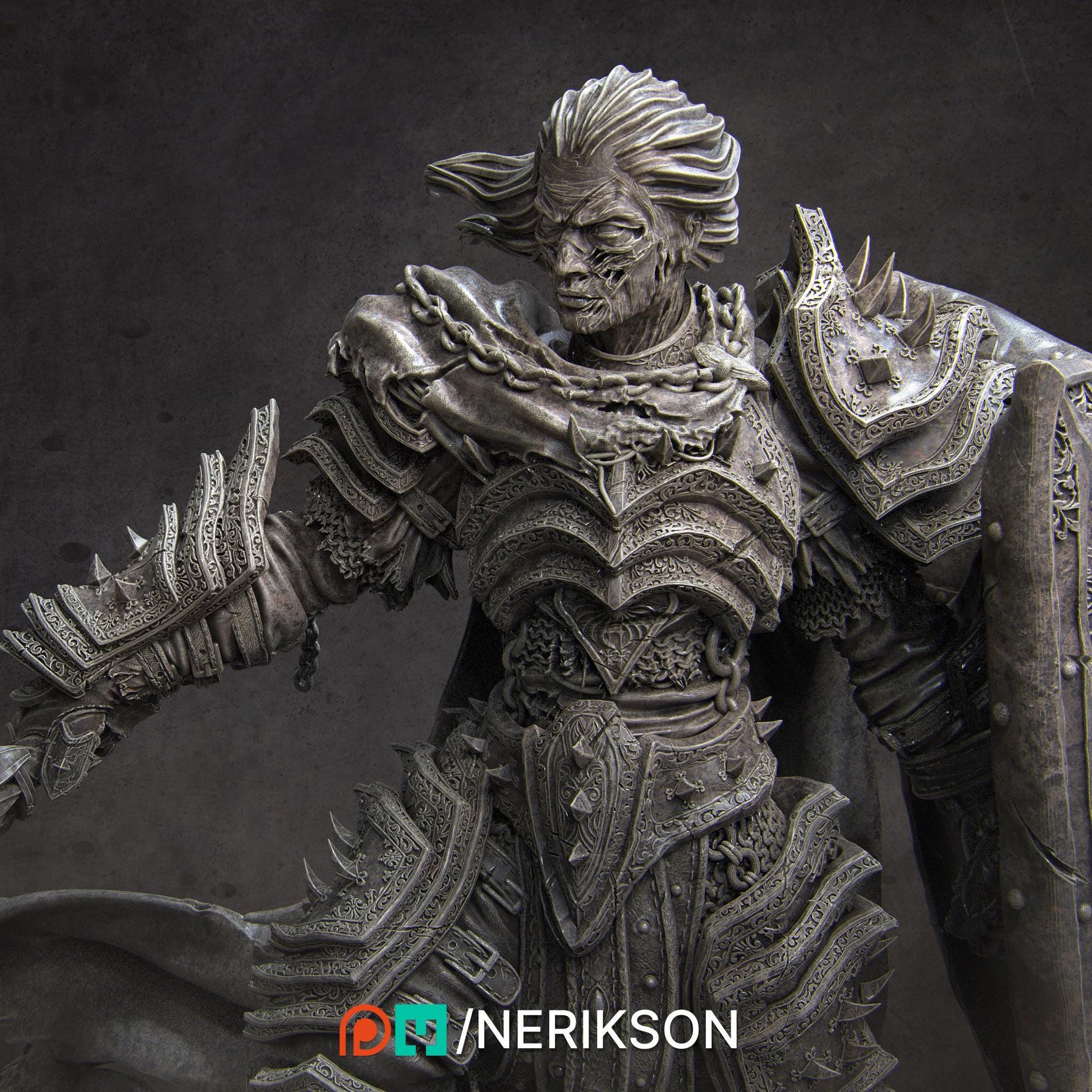 Vaeter, the Branded Warrior | Undead Knight Collectible Miniature Statue | 75mm / 140mm | by Nerikson