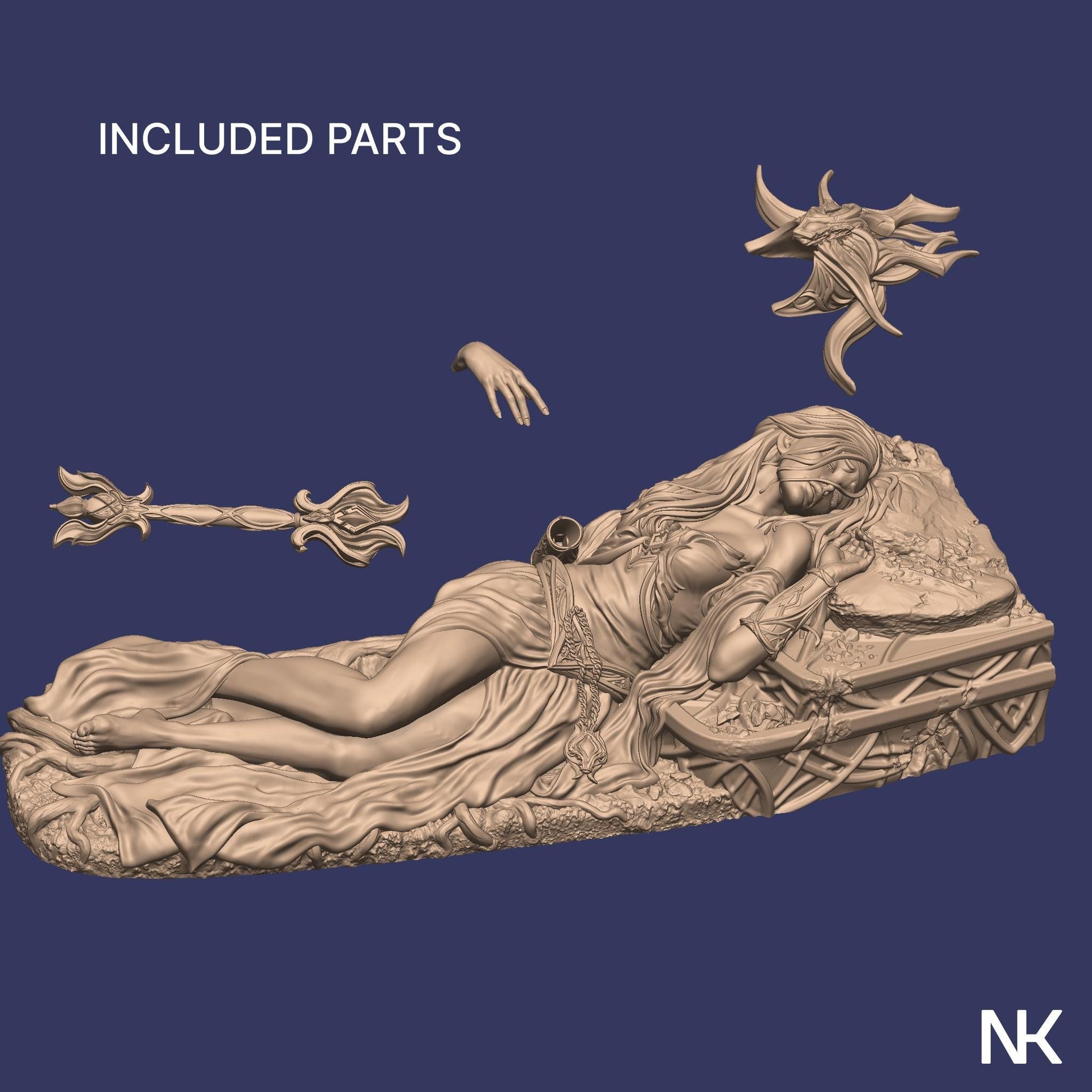 Light's End | DnD Female Cleric Collectible Diorama Statue | 75mm / 140mm | by Nerikson