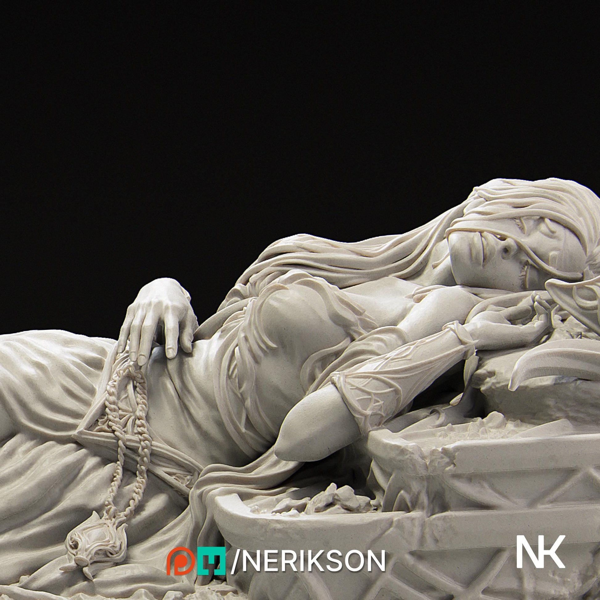 Light's End | DnD Female Cleric Collectible Diorama Statue | 75mm / 140mm | by Nerikson
