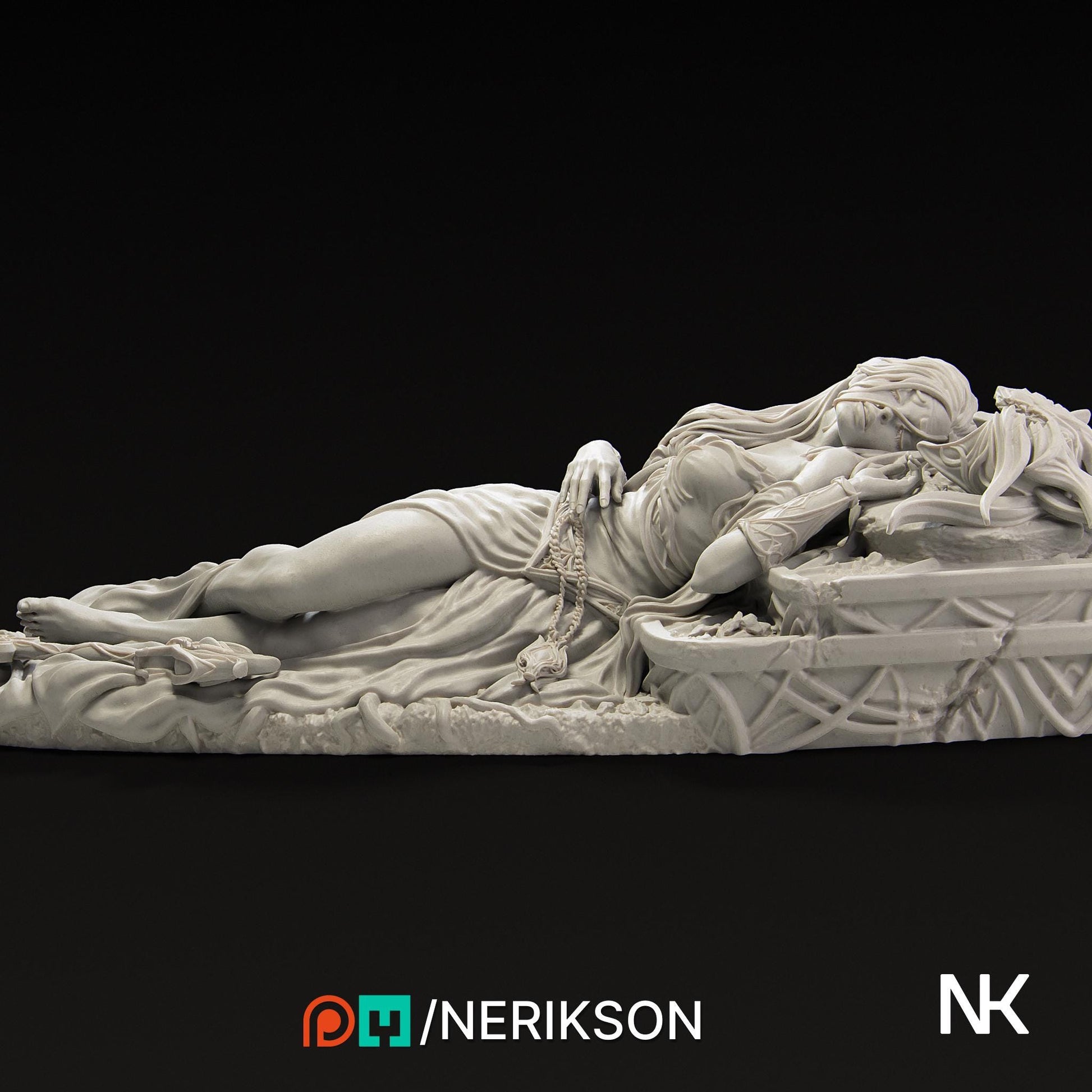 Light's End | DnD Female Cleric Collectible Diorama Statue | 75mm / 140mm | by Nerikson