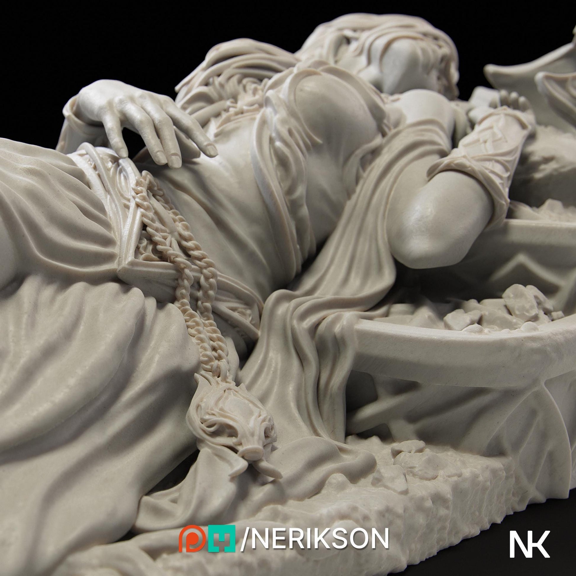 Light's End | DnD Female Cleric Collectible Diorama Statue | 75mm / 140mm | by Nerikson