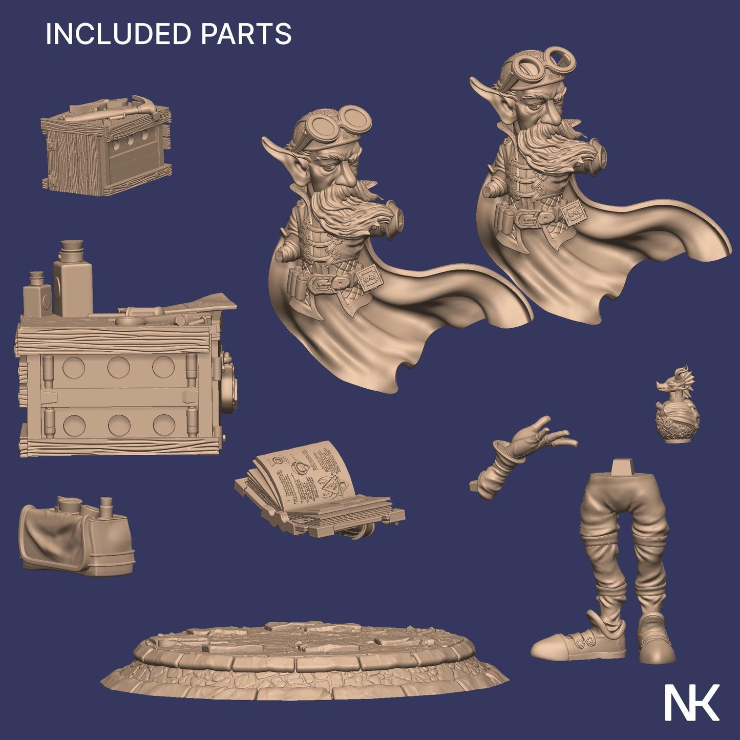 Alvynn | DnD Gnome Artificer Collectible Miniature | 32mm / 75mm | by Nerikson