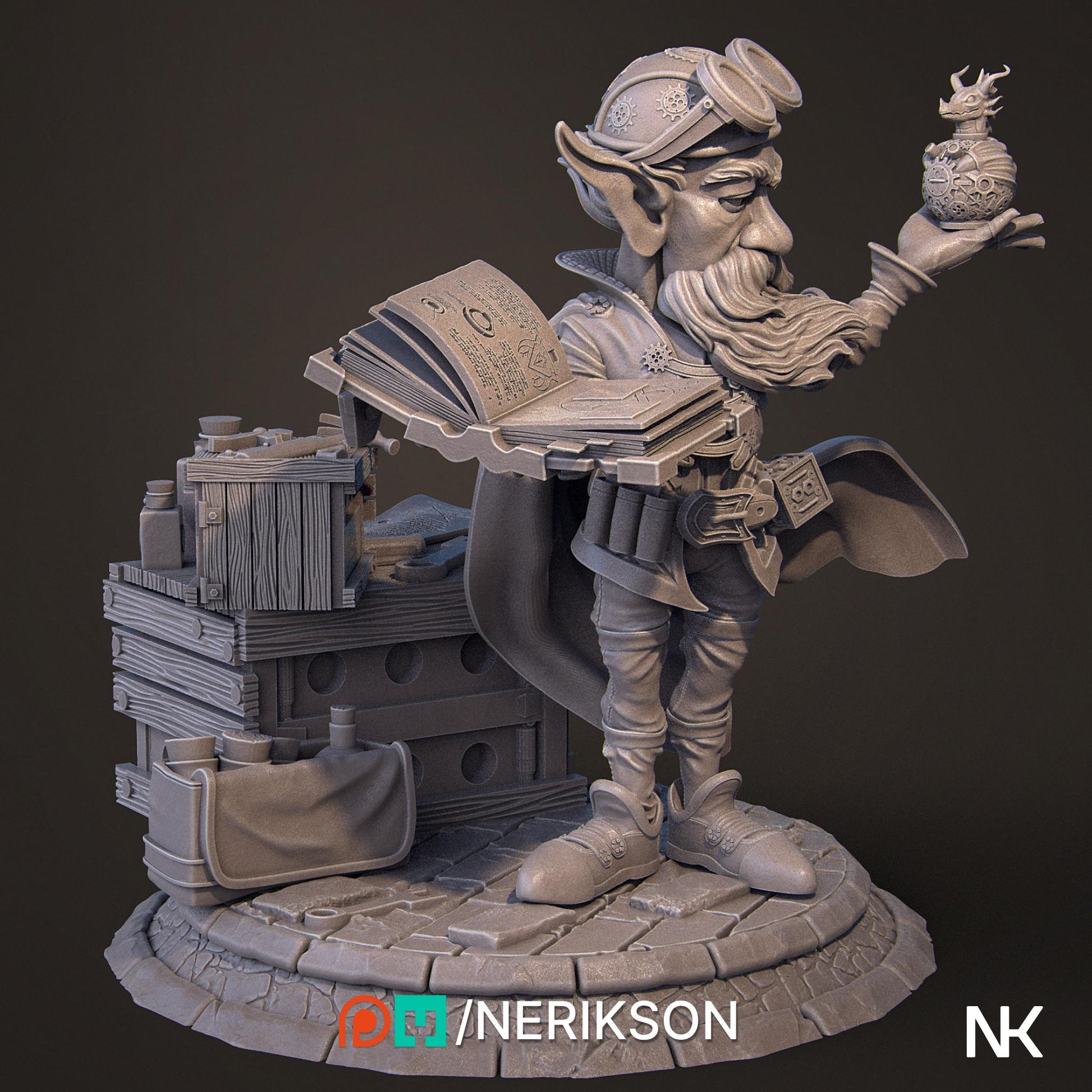 Alvynn | DnD Gnome Artificer Collectible Miniature | 32mm / 75mm | by Nerikson