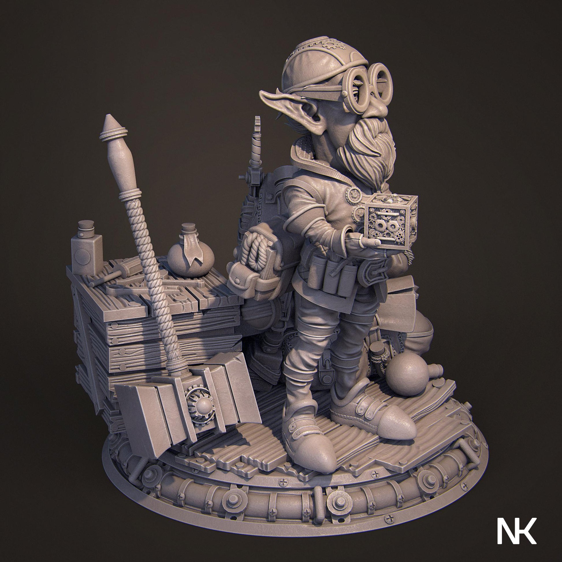 Alvynn | DnD Gnome Artificer Collectible Miniature | 32mm / 75mm | by Nerikson