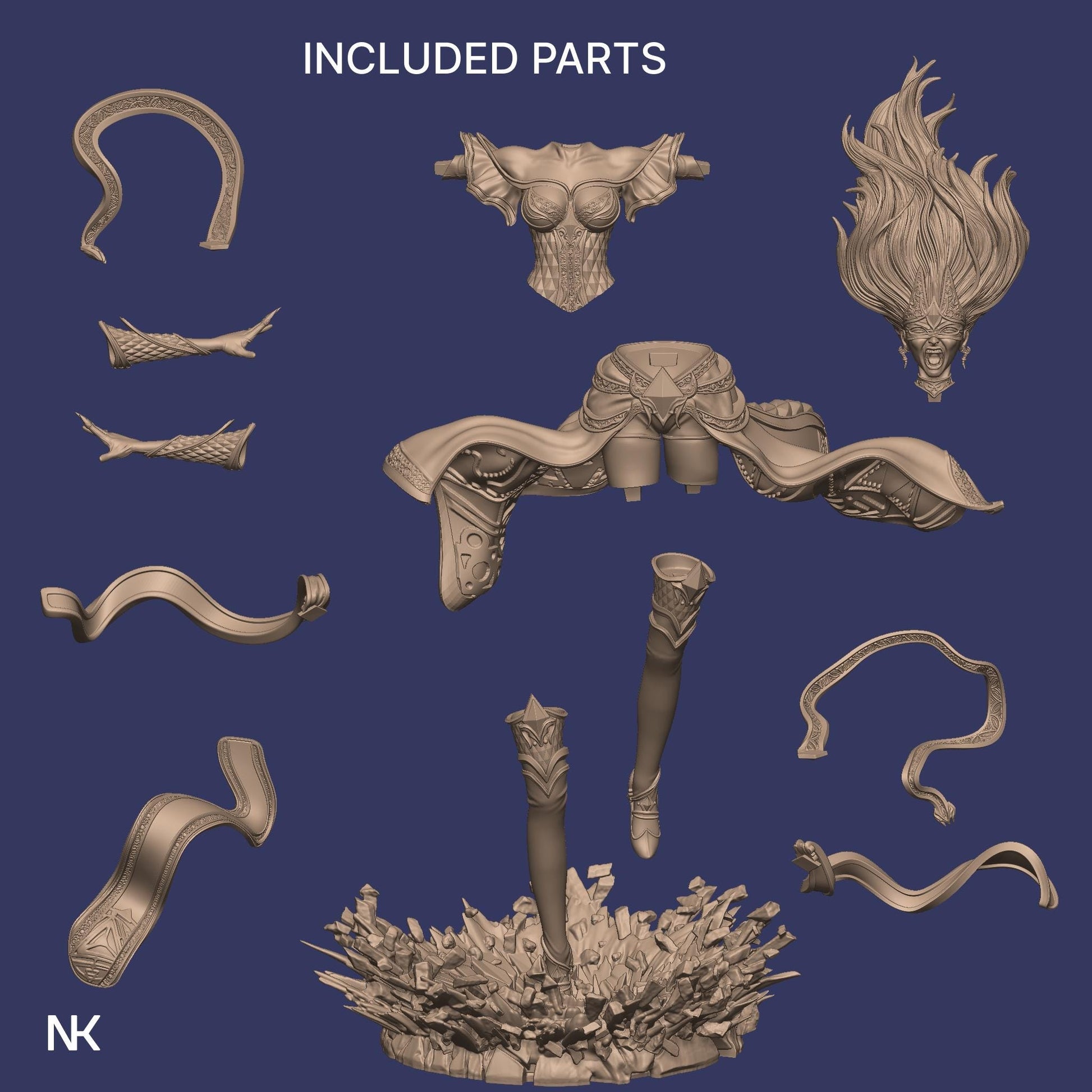 Lyndra the Archmage | DnD Female Witch Sorceress Warlock Collectible Miniature Statue | 75mm / 140mm | by Nerikson