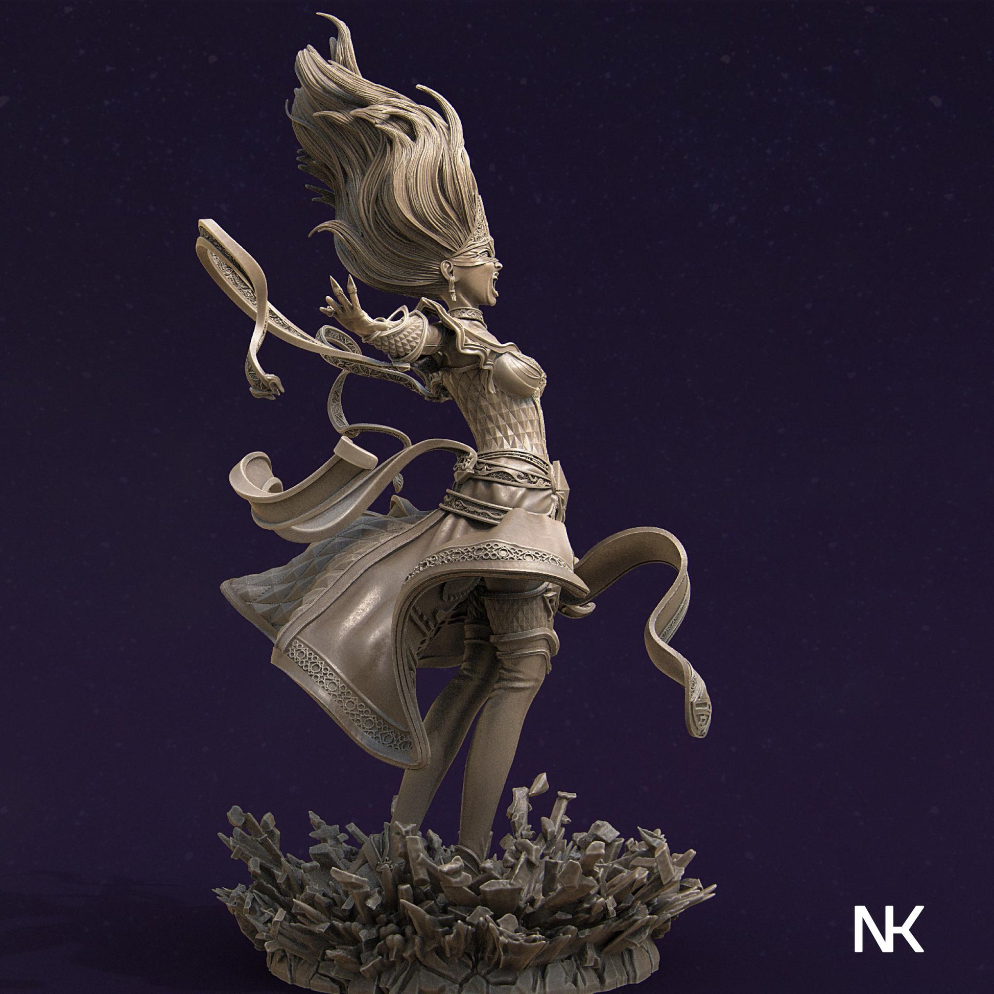 Lyndra the Archmage | DnD Female Witch Sorceress Warlock Collectible Miniature Statue | 75mm / 140mm | by Nerikson