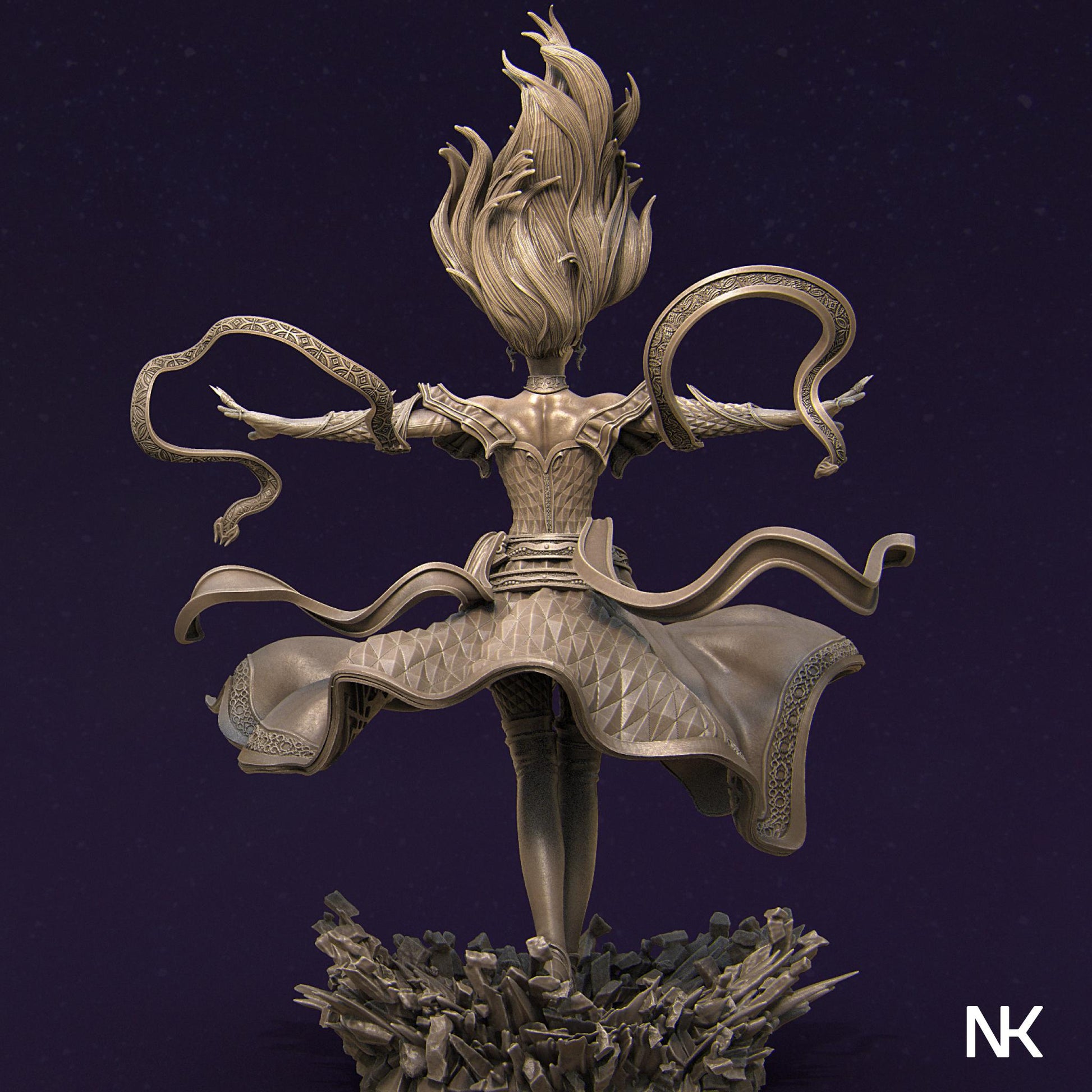 Lyndra the Archmage | DnD Female Witch Sorceress Warlock Collectible Miniature Statue | 75mm / 140mm | by Nerikson