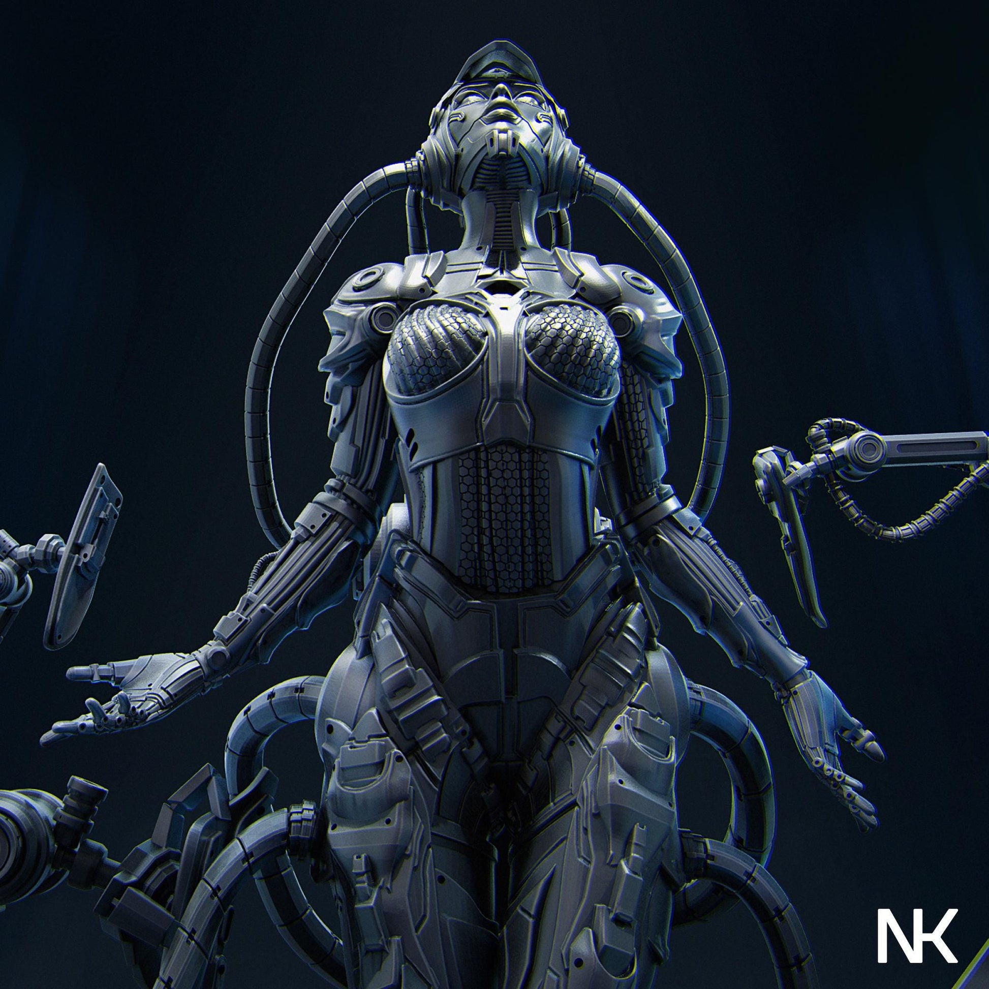 Project Eve | Sci-fi Female Cyborg Android Collectible Miniature Statue | 75mm / 140mm | by Nerikson