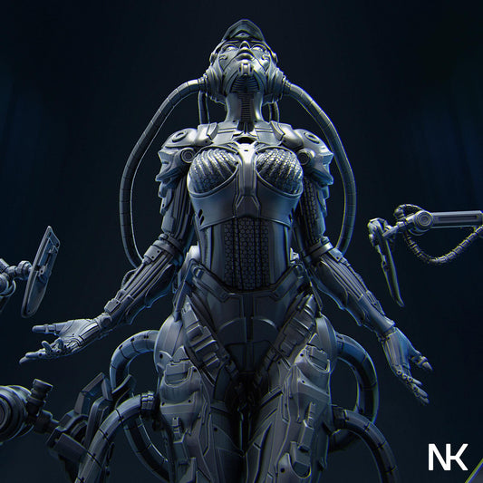 Project Eve | Sci-fi Female Cyborg Android Collectible Miniature Statue | 75mm / 140mm | by Nerikson