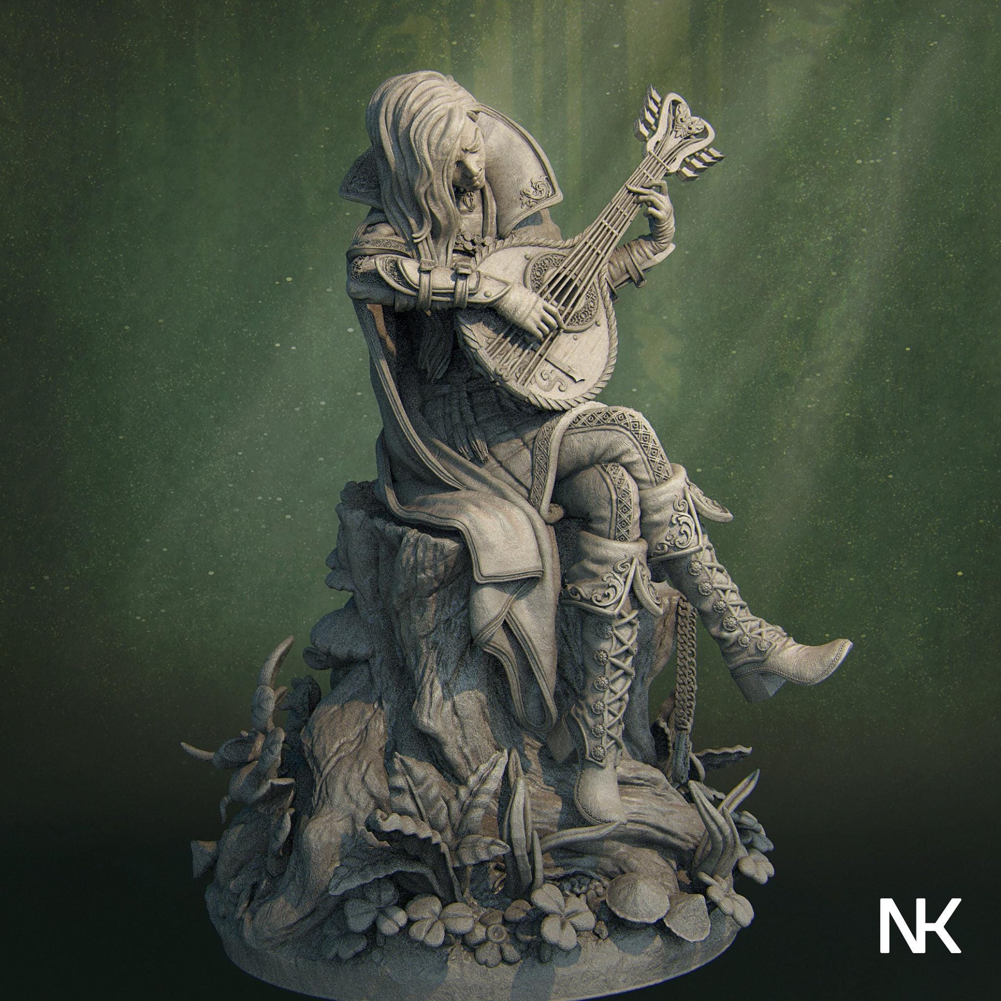 Lisa the Bard | DnD Female Musician Collectible Miniature Statue | 75mm / 140mm | by Nerikson