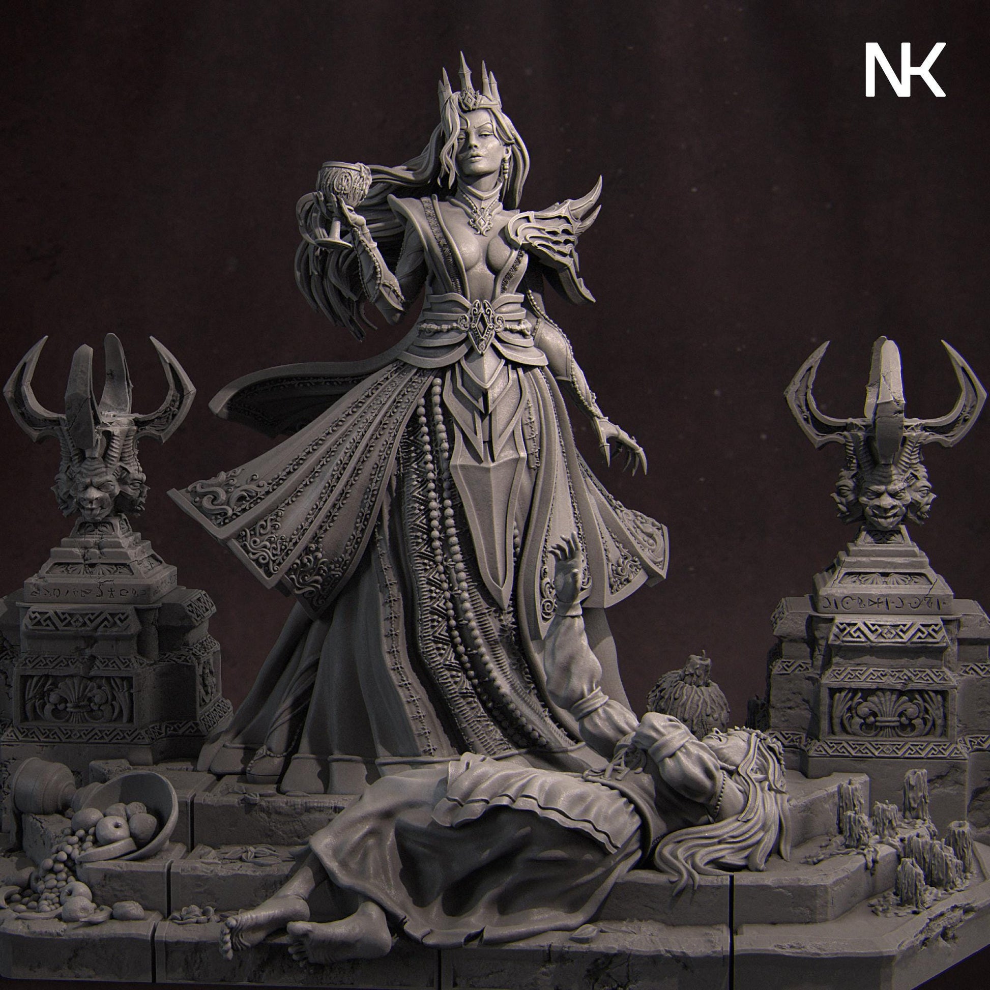 Youth Eternal | DnD Female Vampire Noble Collectible Miniature Statue | 75mm / 140mm | by Nerikson