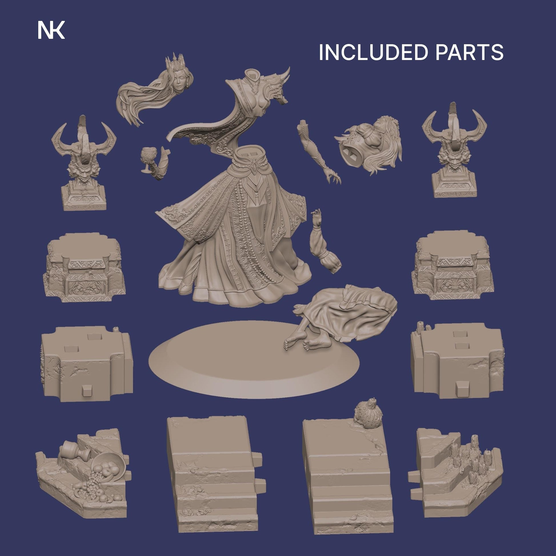 Youth Eternal | DnD Female Vampire Noble Collectible Miniature Statue | 75mm / 140mm | by Nerikson