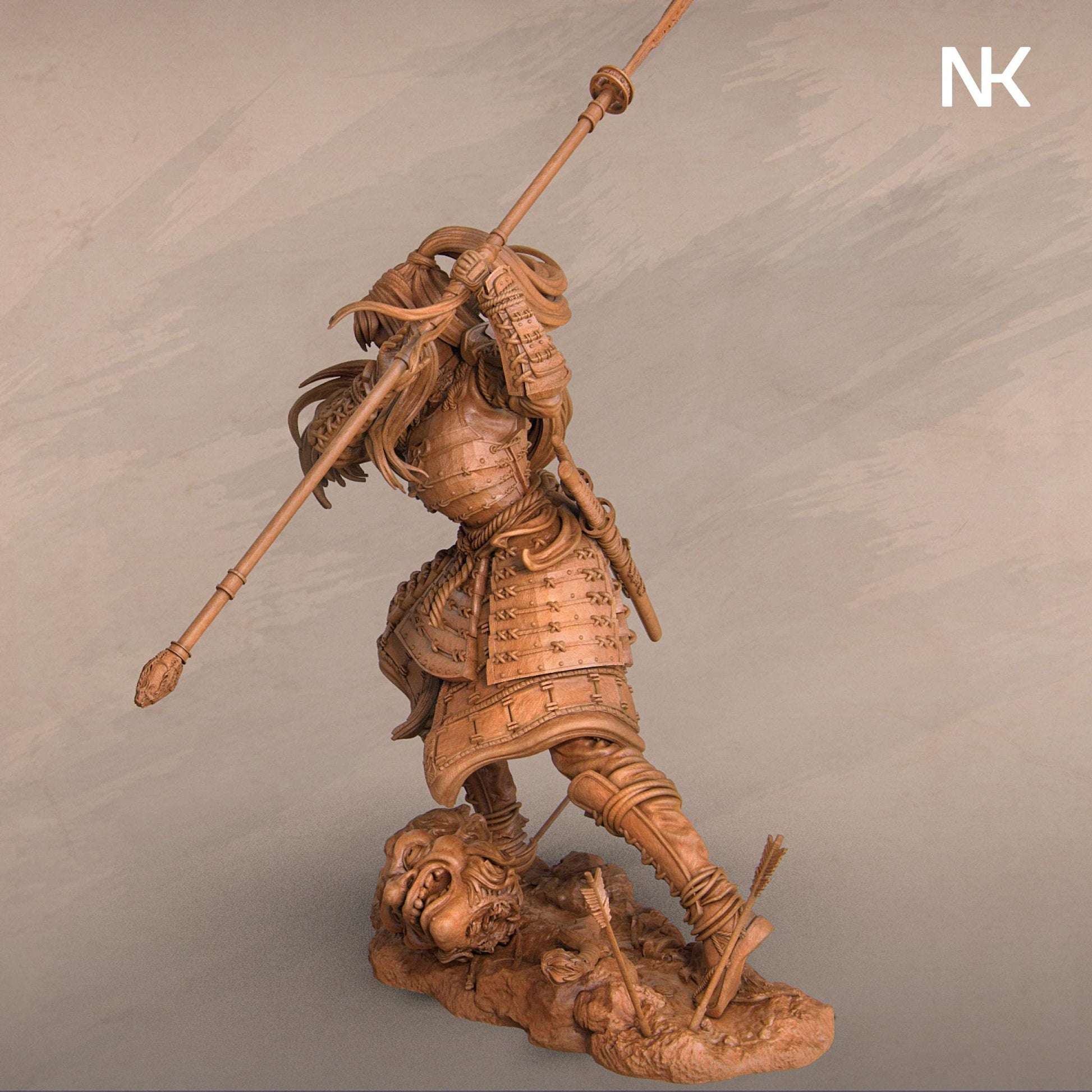 Akiko, the Bounty Hunter | DnD Female Japanese Samurai Onna-Musha Collectible Miniature Statue | 75mm / 140mm | by Nerikson