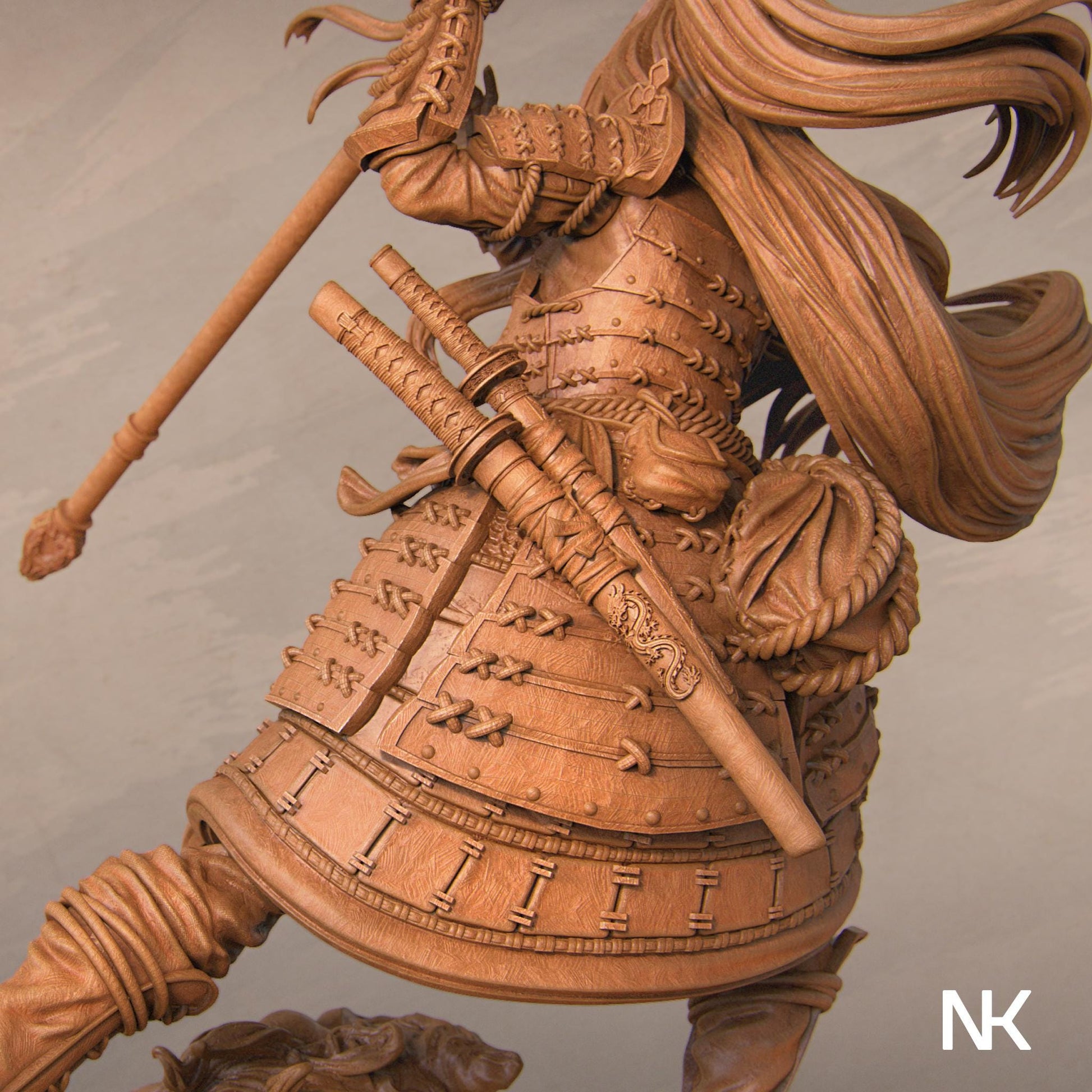 Akiko, the Bounty Hunter | DnD Female Japanese Samurai Onna-Musha Collectible Miniature Statue | 75mm / 140mm | by Nerikson
