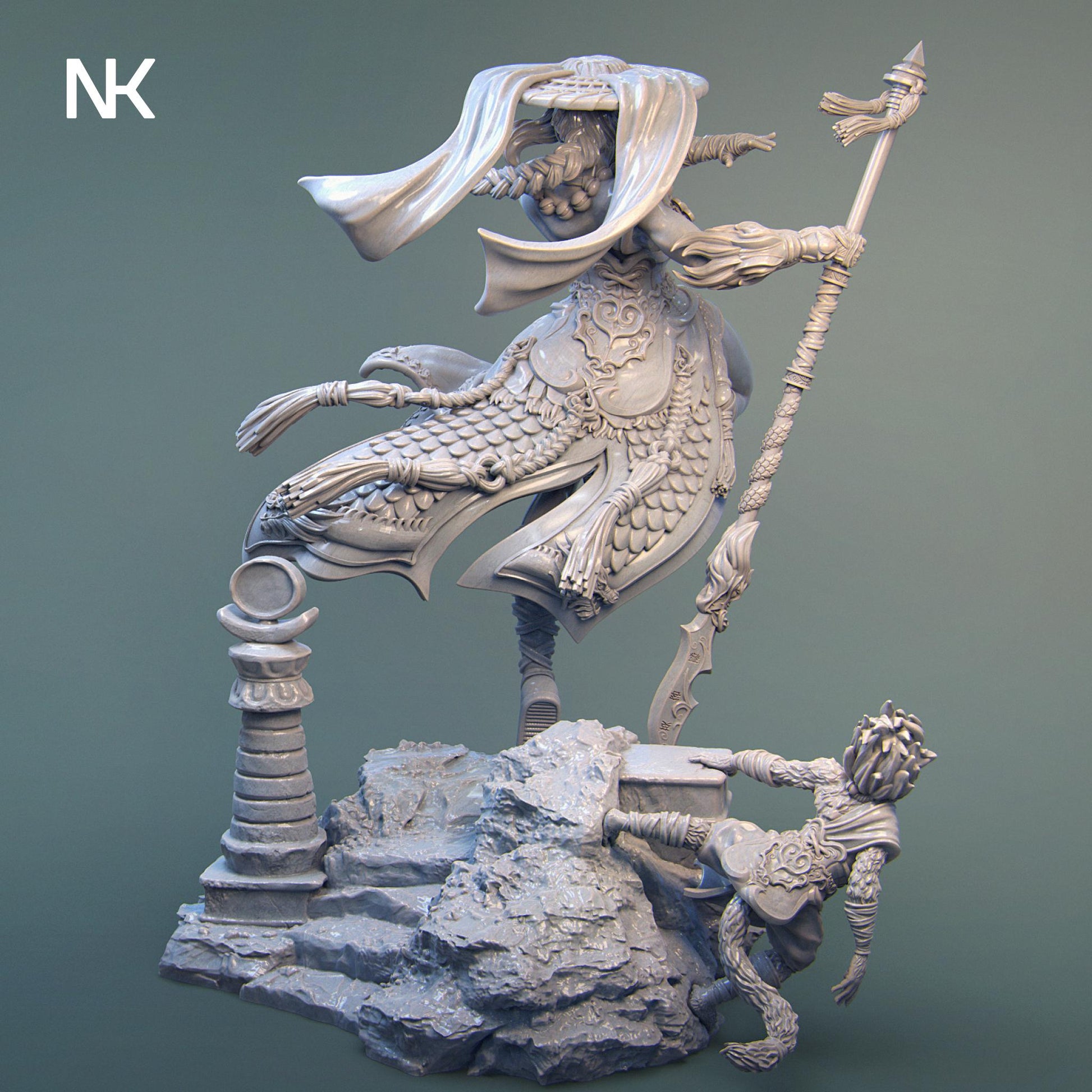 Mu Ron Yin, the Wind Master | DnD Female Monk Collectible Miniature Statue | 75mm / 140mm | by Nerikson