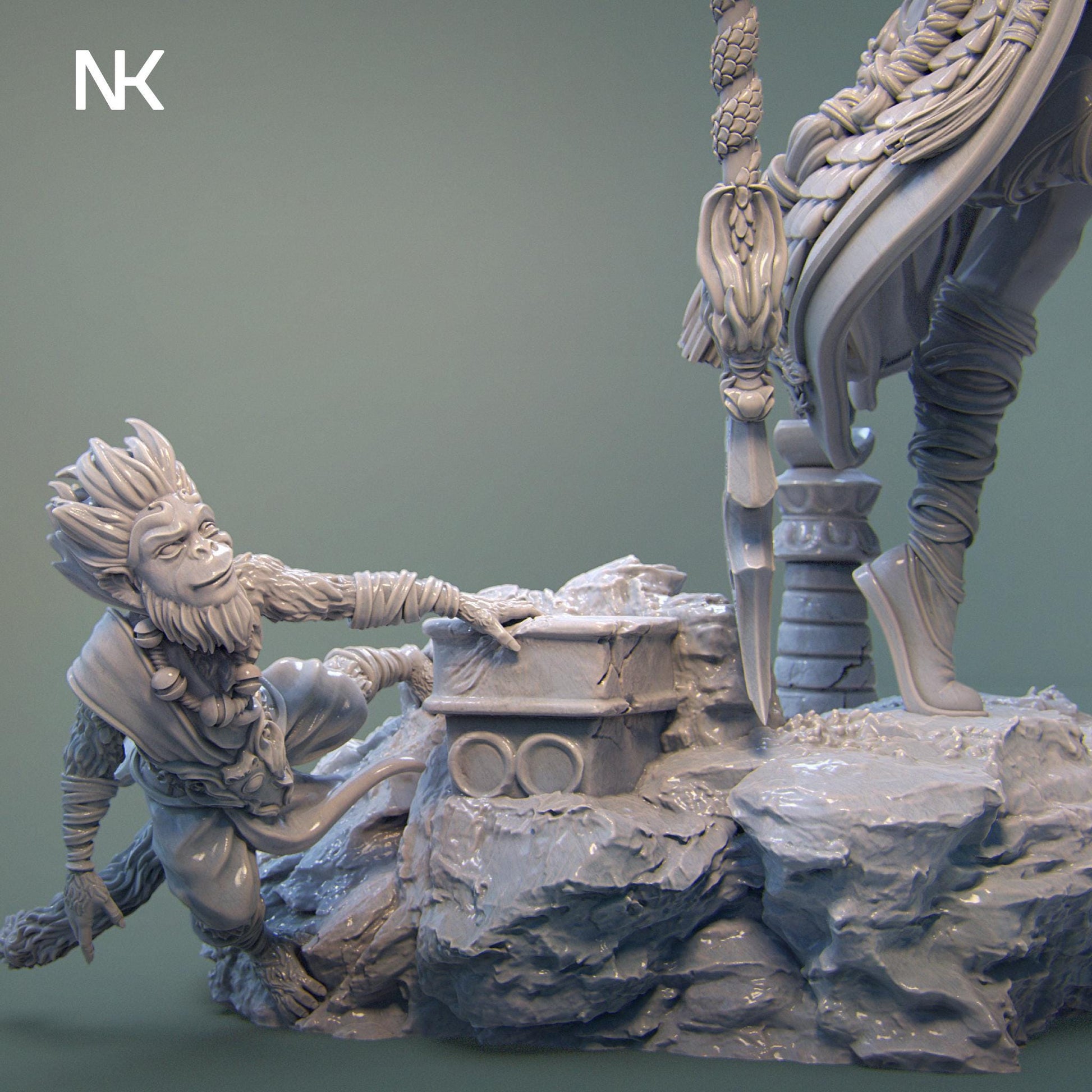 Mu Ron Yin, the Wind Master | DnD Female Monk Collectible Miniature Statue | 75mm / 140mm | by Nerikson