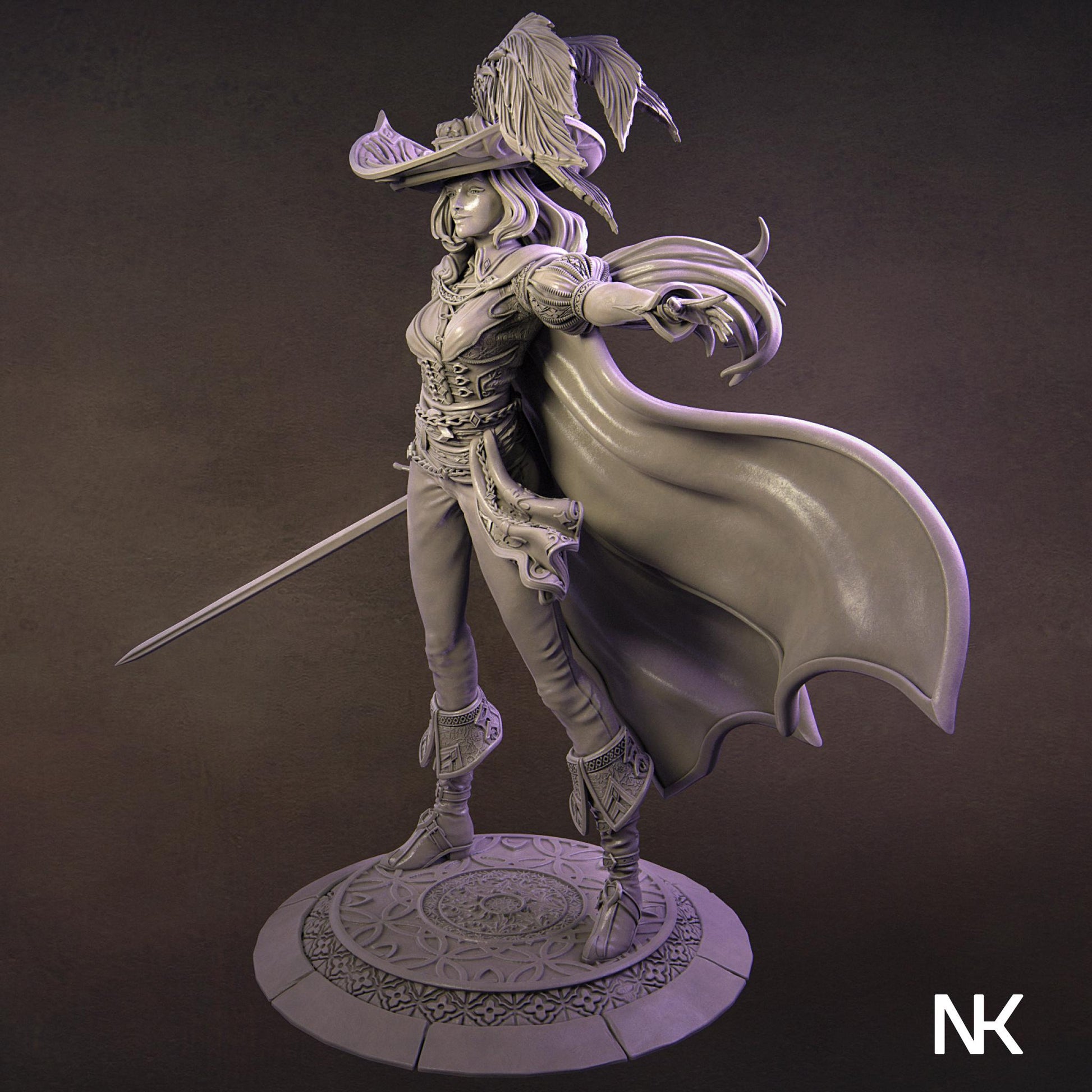 Elle the Musketeer | DnD Female Fighter Warrior Collectible Miniature Statue | 75mm / 140mm | by Nerikson