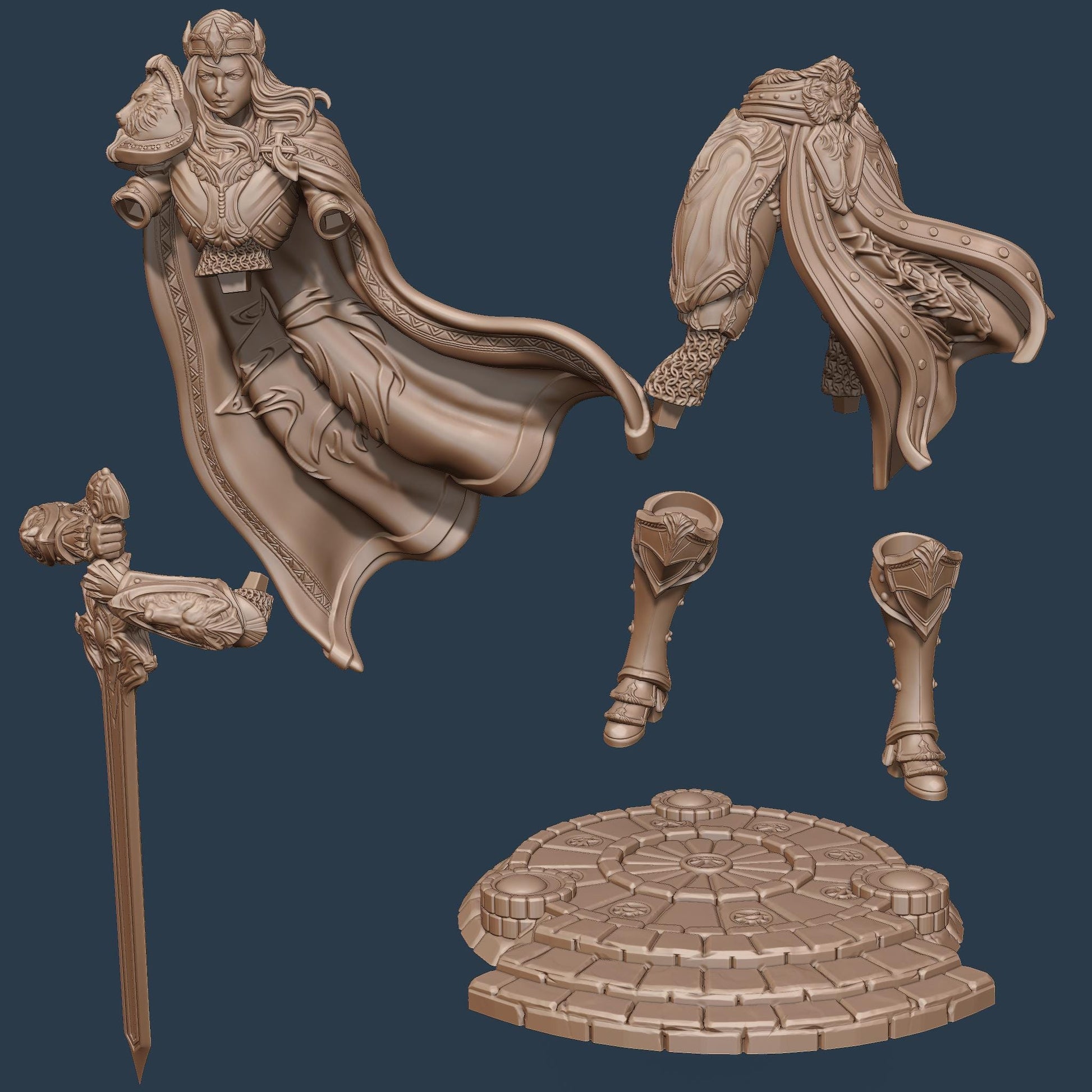 Alina, Paladin of the Dawn | DnD Female Knight Warrior Collectible Miniature | 32mm / 75mm | by Nerikson