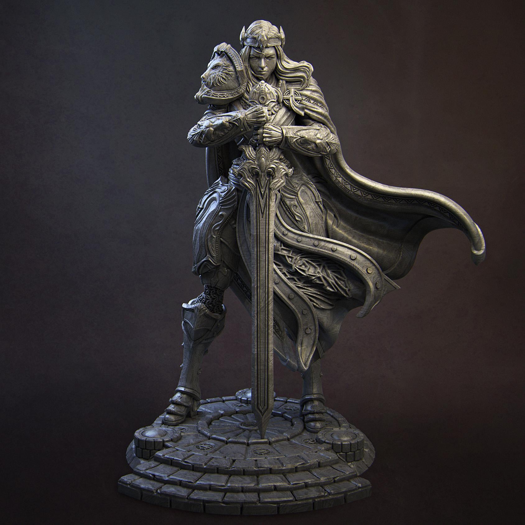 Alina, Paladin of the Dawn | DnD Female Knight Warrior Collectible Miniature | 32mm / 75mm | by Nerikson