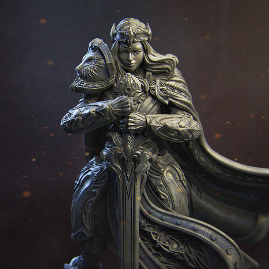 Alina, Paladin of the Dawn | DnD Female Knight Warrior Collectible Miniature | 32mm / 75mm | by Nerikson