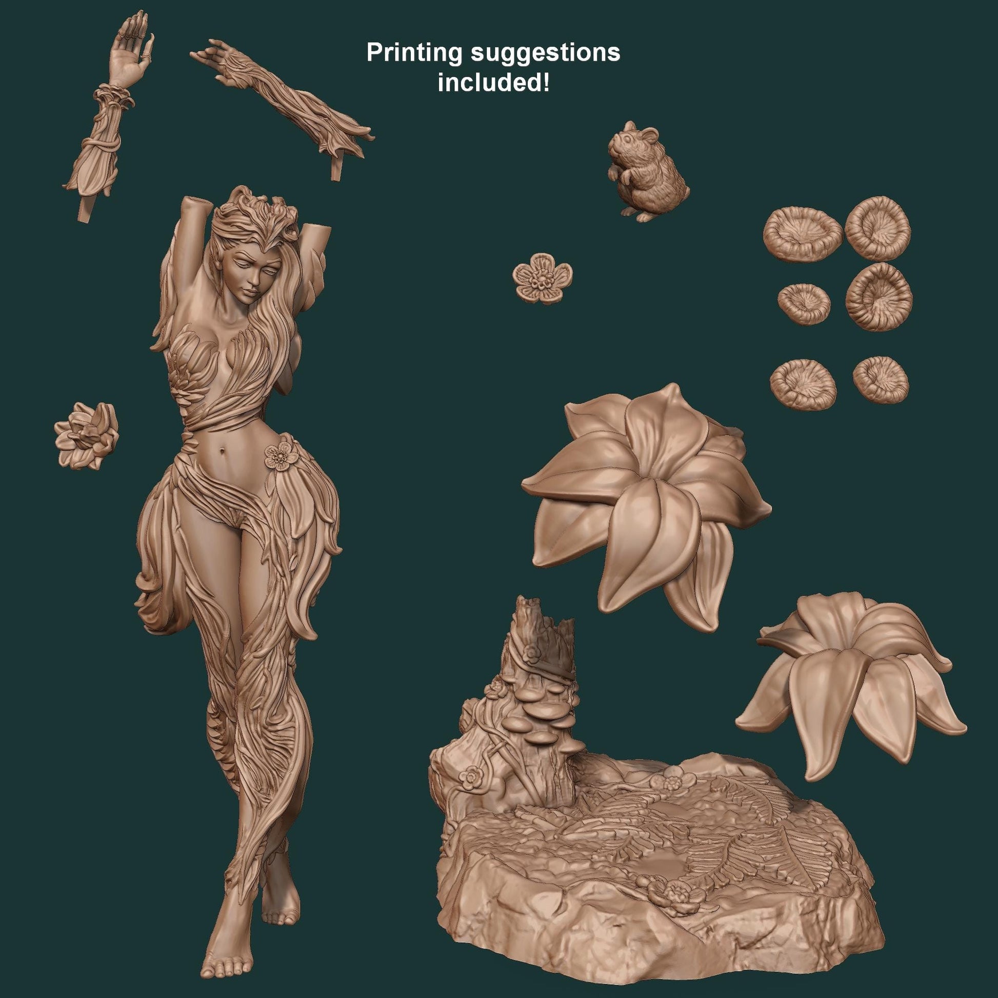 Eyrine | DnD Female Druid Dryad Monstergirl Collectible Miniature | 32mm / 75mm | by Nerikson