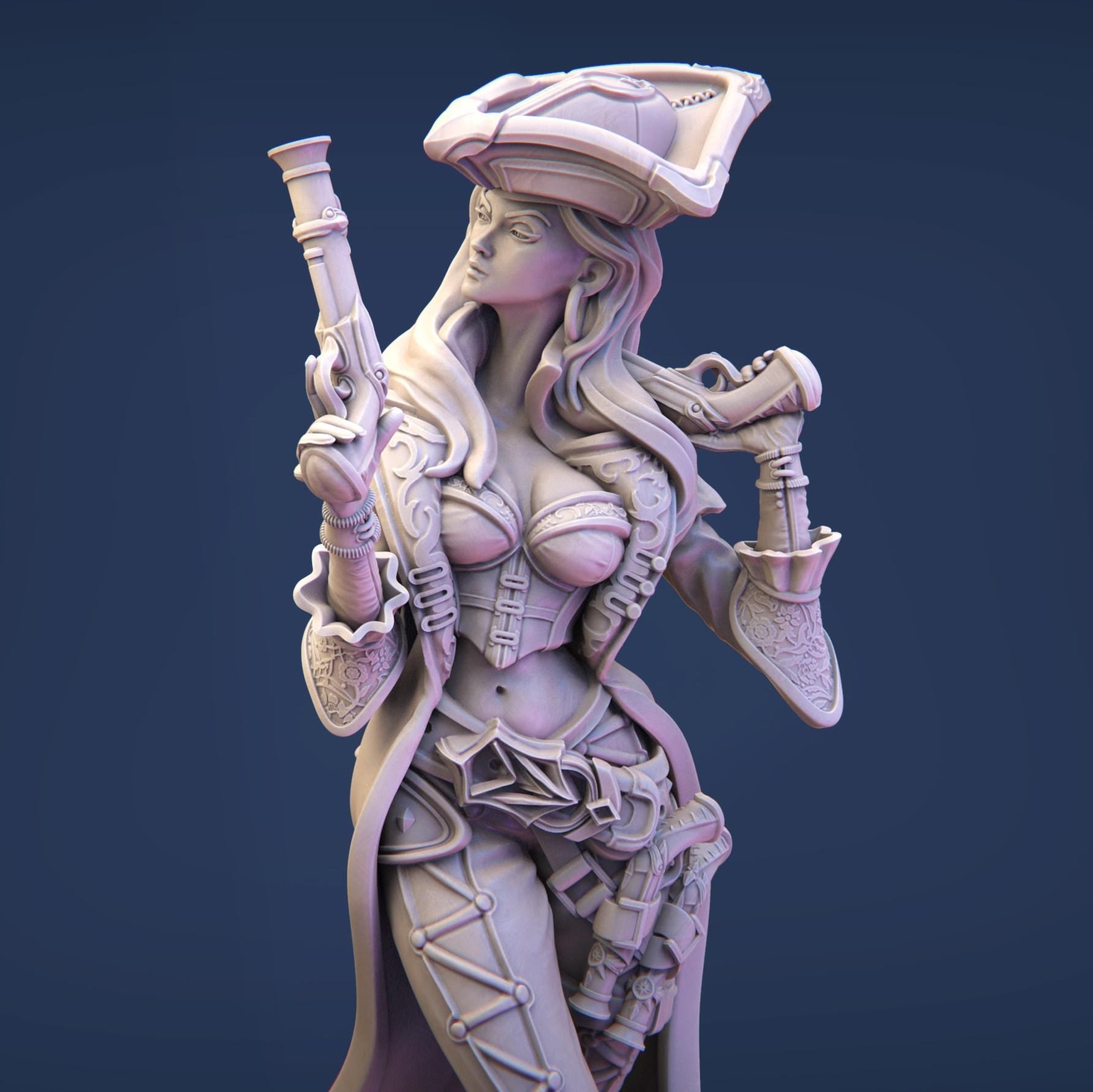 Anne the Pirate Captain | DnD Female Thief Rogue Collectible Miniature | 32mm / 75mm | by Nerikson