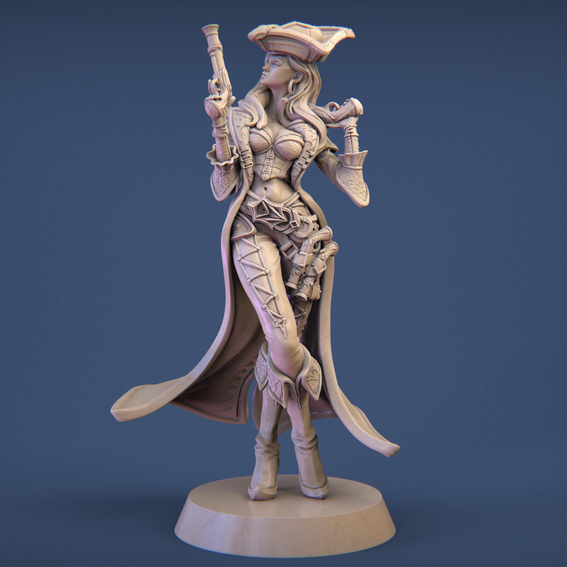 Anne the Pirate Captain | DnD Female Thief Rogue Collectible Miniature | 32mm / 75mm | by Nerikson