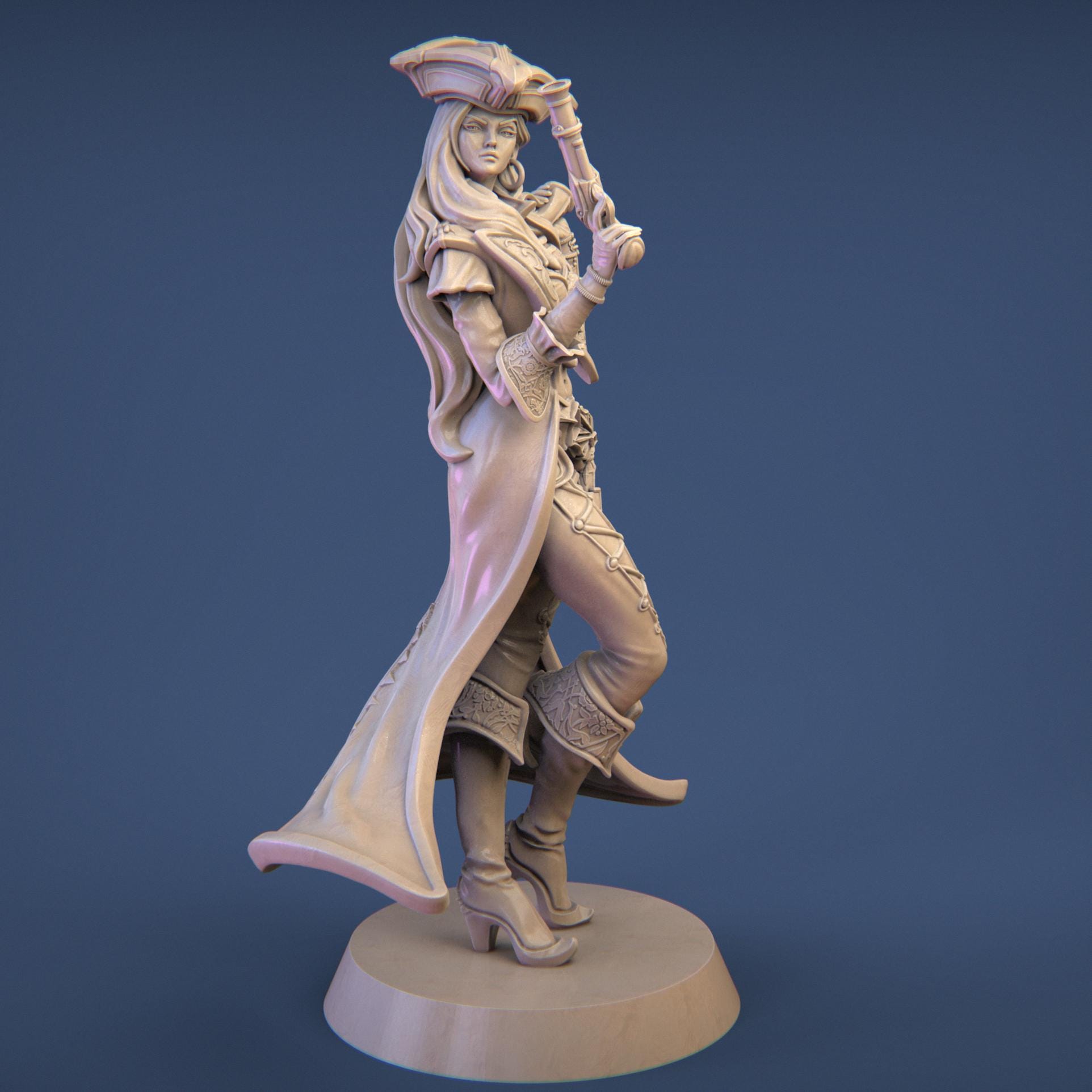 Anne the Pirate Captain | DnD Female Thief Rogue Collectible Miniature | 32mm / 75mm | by Nerikson