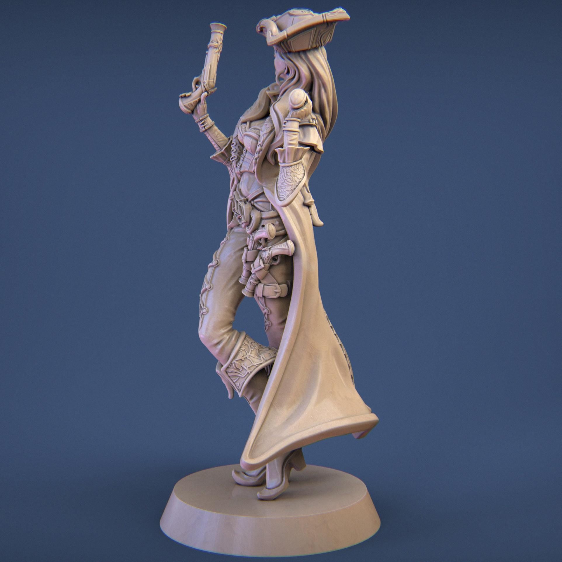 Anne the Pirate Captain | DnD Female Thief Rogue Collectible Miniature | 32mm / 75mm | by Nerikson